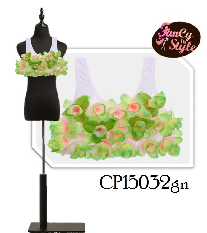 International Costume/Flowers bra/บราแต่งดอกไม้ สีเขียว