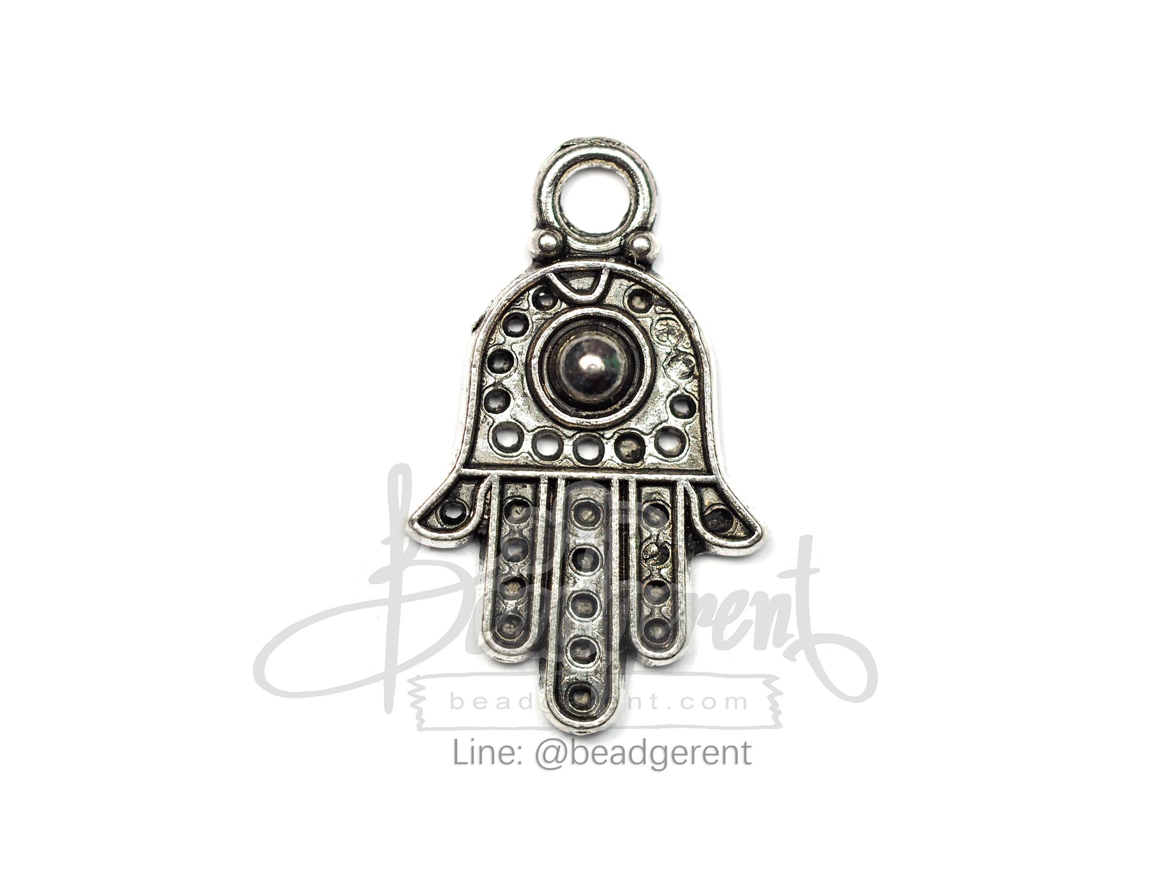 ลูกปัดโรเดียม 109 19มม. ลายมือ (1 ชิ้น) SKU-03582