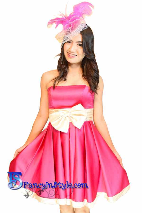 Short Dress/ชุดราตรีสั้นสีชมพูเข้มสดใส/ชุดเดรสสั้น/ชุดออกงาน/ชุดไปงานแต่ง