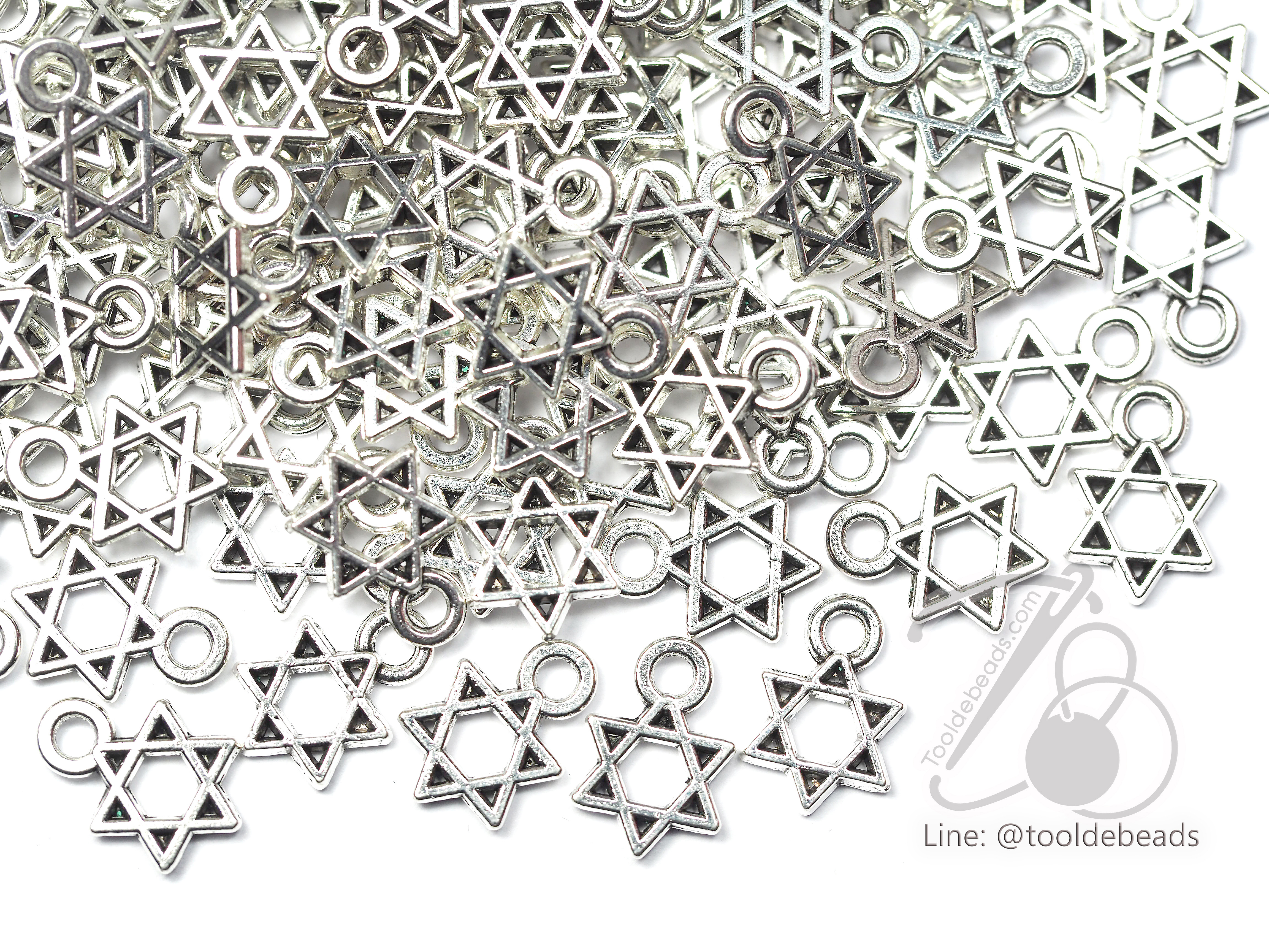 จี้เหล็ก 262 8มม. ลายดาวหกแฉก สีนิกเกิ้ล (1 ชิ้น) SKU-00726