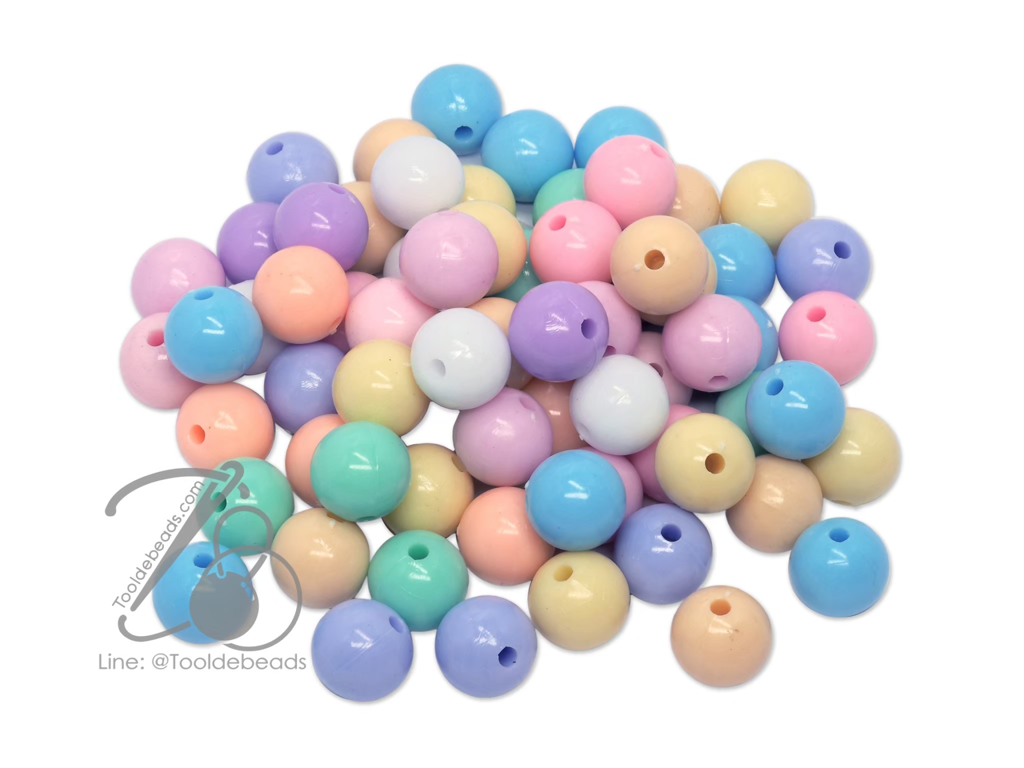 ลูกปัดพาสเทล 12มม. ทรงกลม (80 กรัม) SKU-12297