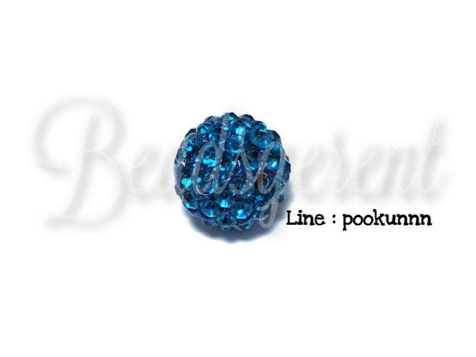 ลูกปัดฝังเพชร 12มม. สีฟ้าเข้ม (1 ชิ้น) SKU-01588
