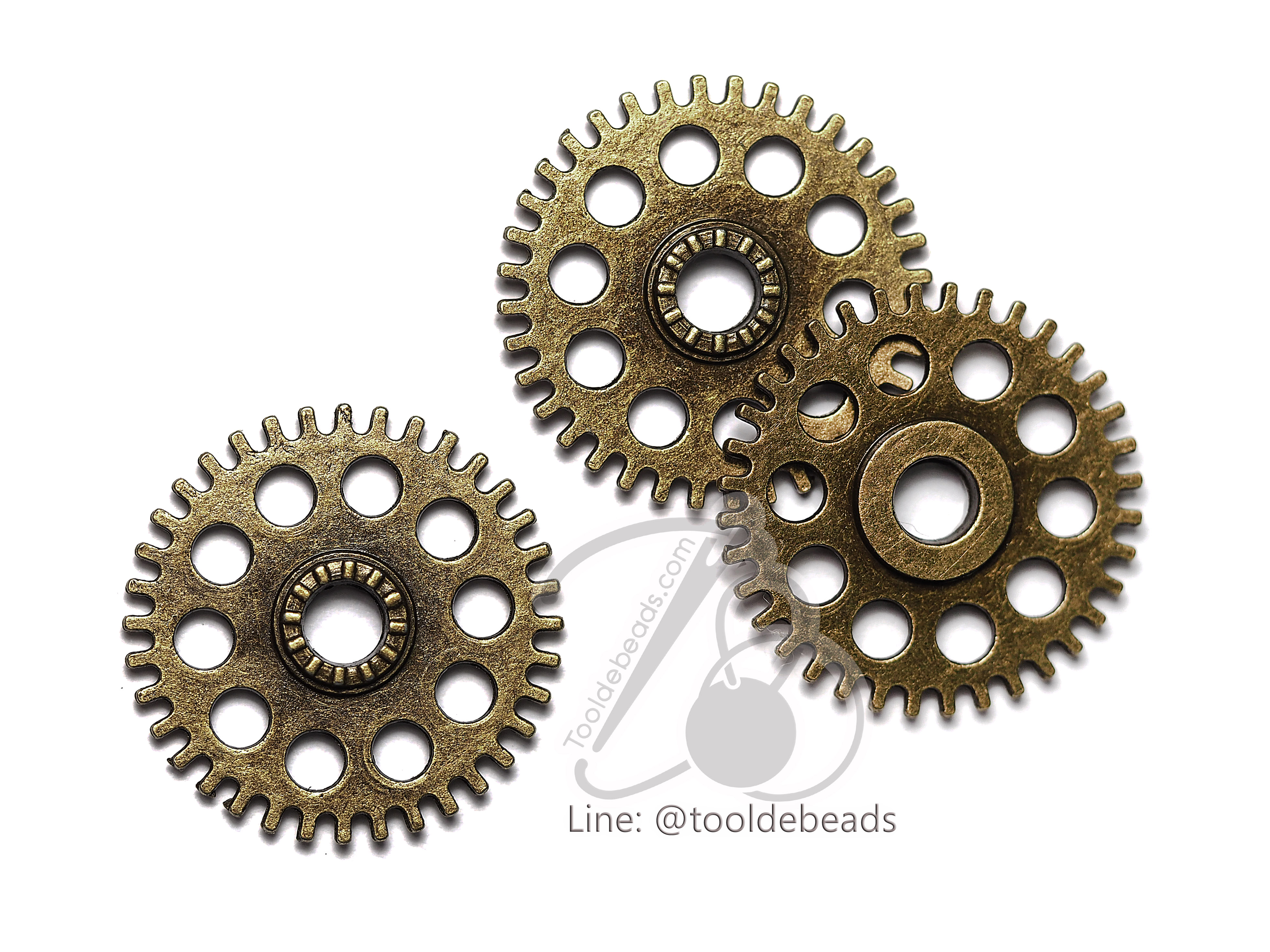 จี้เหล็ก 456 27มม. ลายเกียร์ สีสนิม (1 ชิ้น) SKU-05984