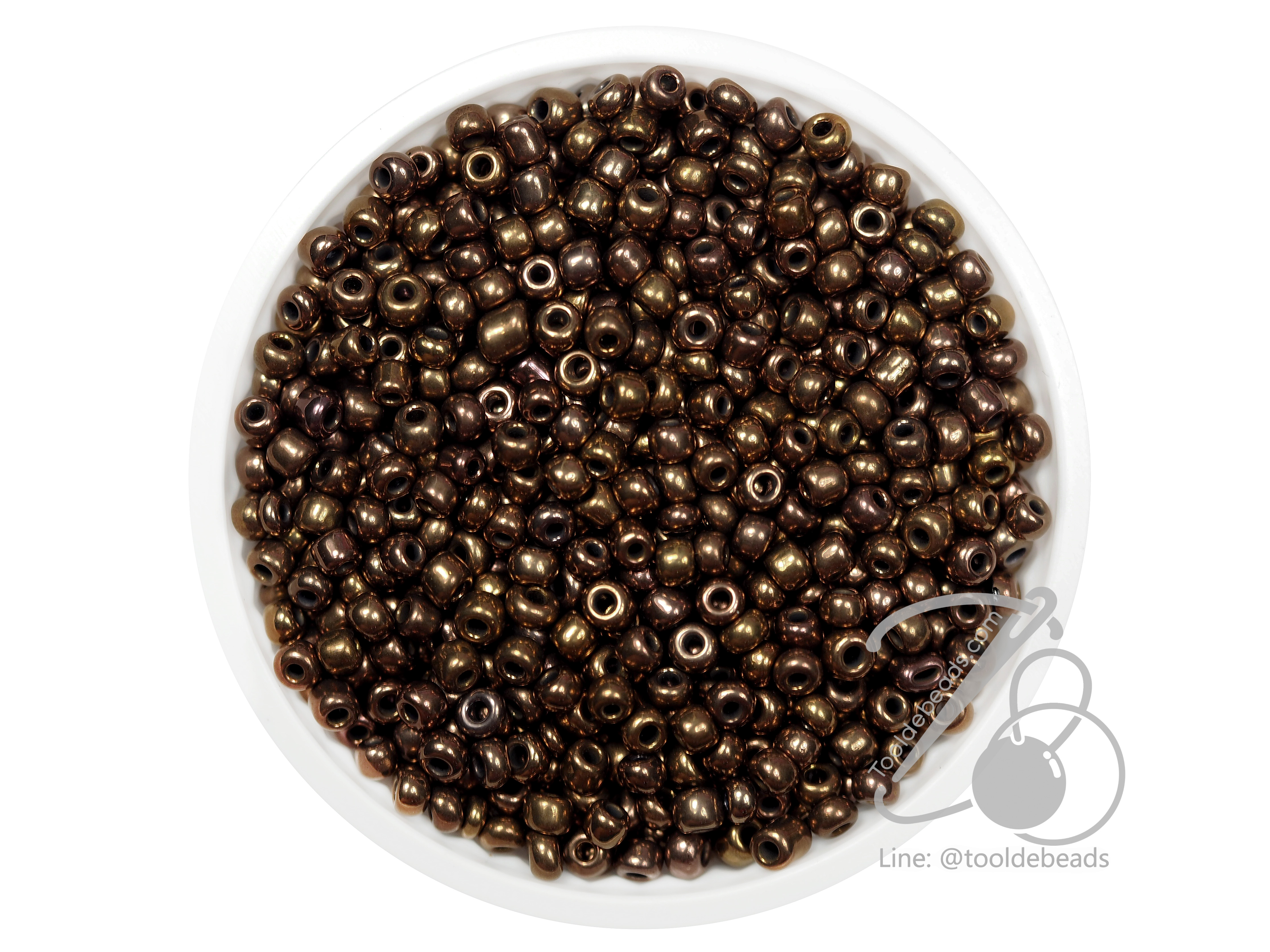 ลูกปัดเม็ดทราย 8/0 โทนมุก สีน้ำตาลทอง (450 กรัม) SKU-03973