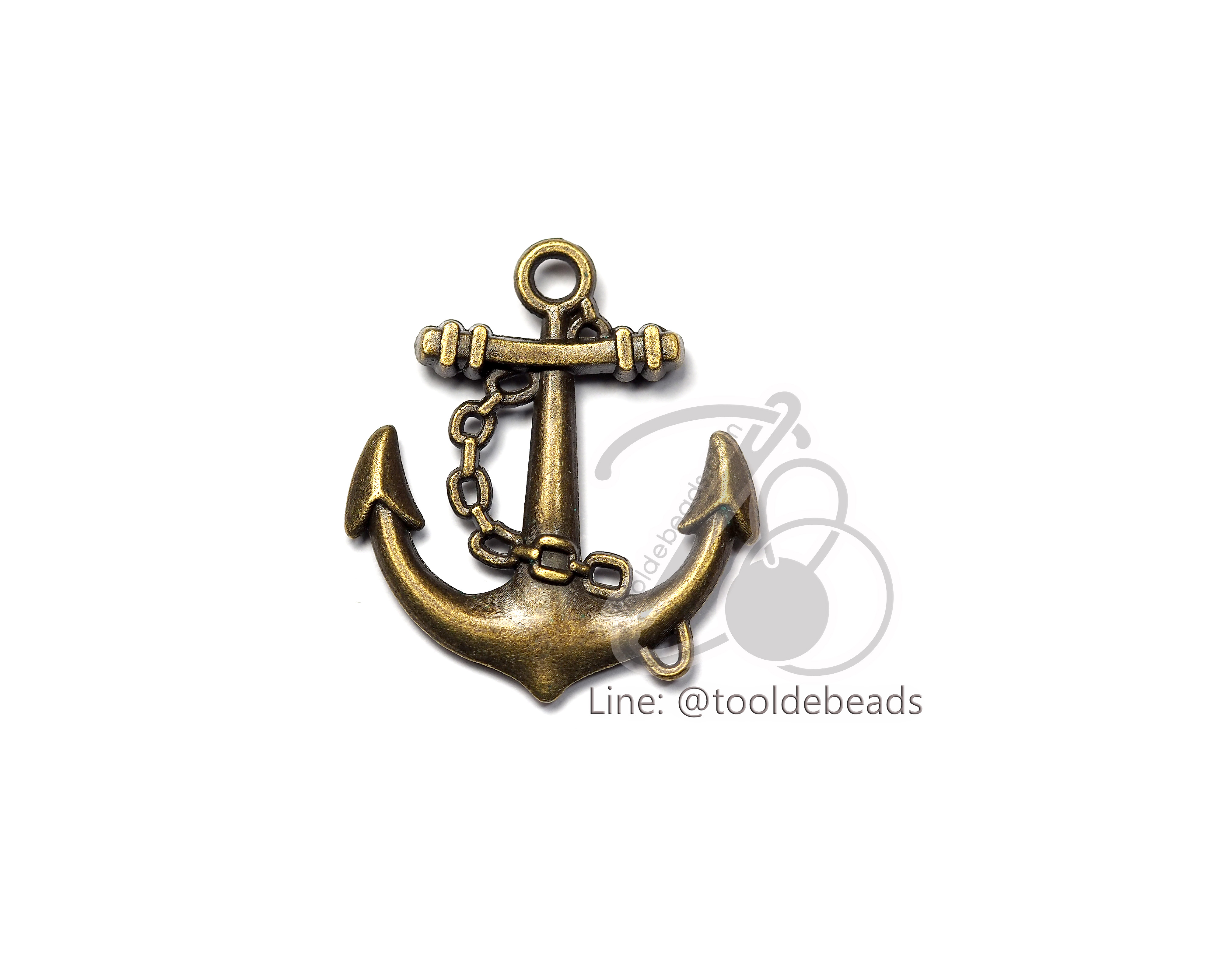 จี้เหล็ก 18 15*26มม. ลายสมอเรือพันเชือก สีสนิม (1 ชิ้น) SKU-00554