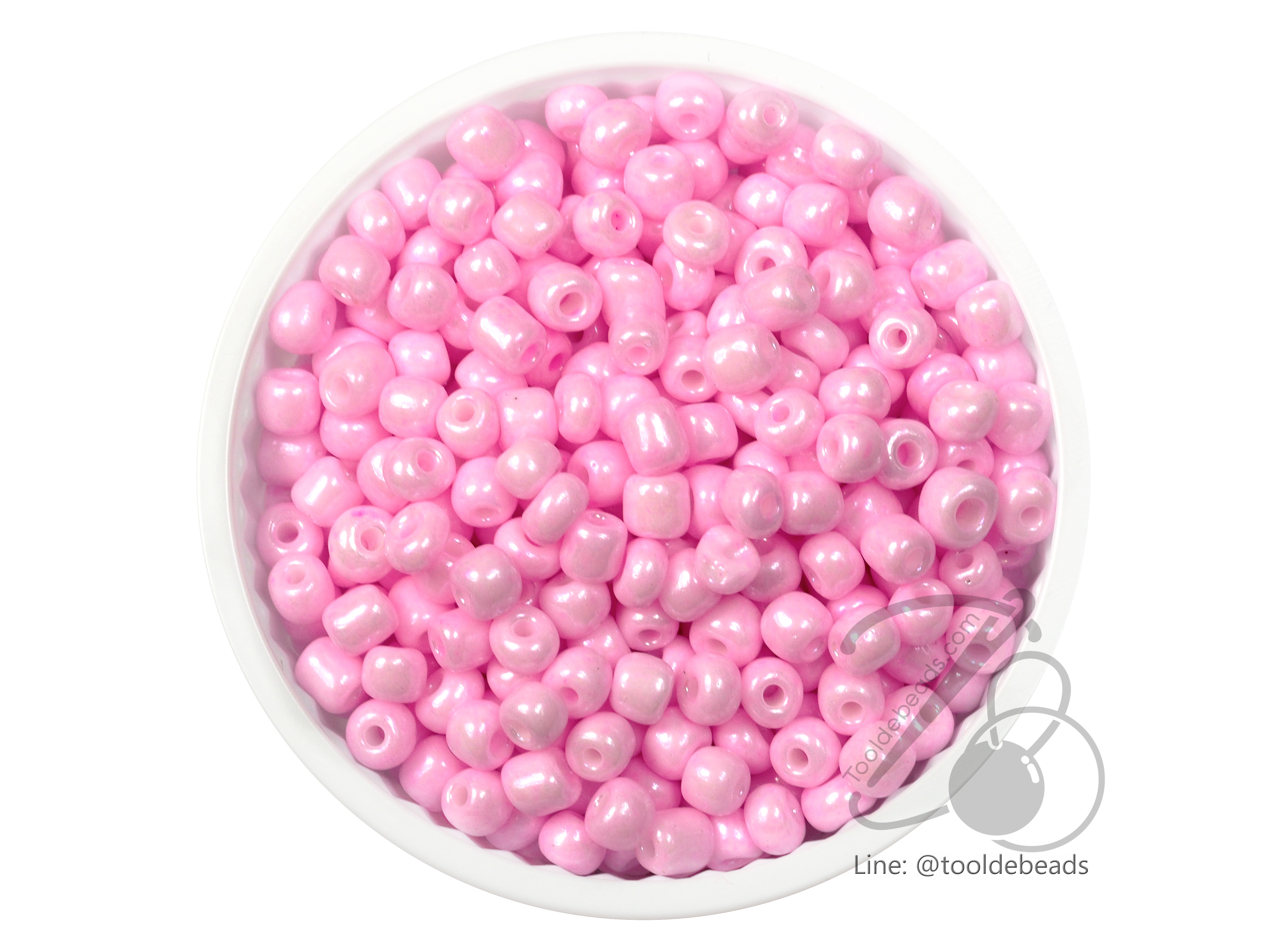 ลูกปัดเม็ดทราย 6/0 โทนมุกด้าน สีชมพู (100 กรัม) SKU-03867