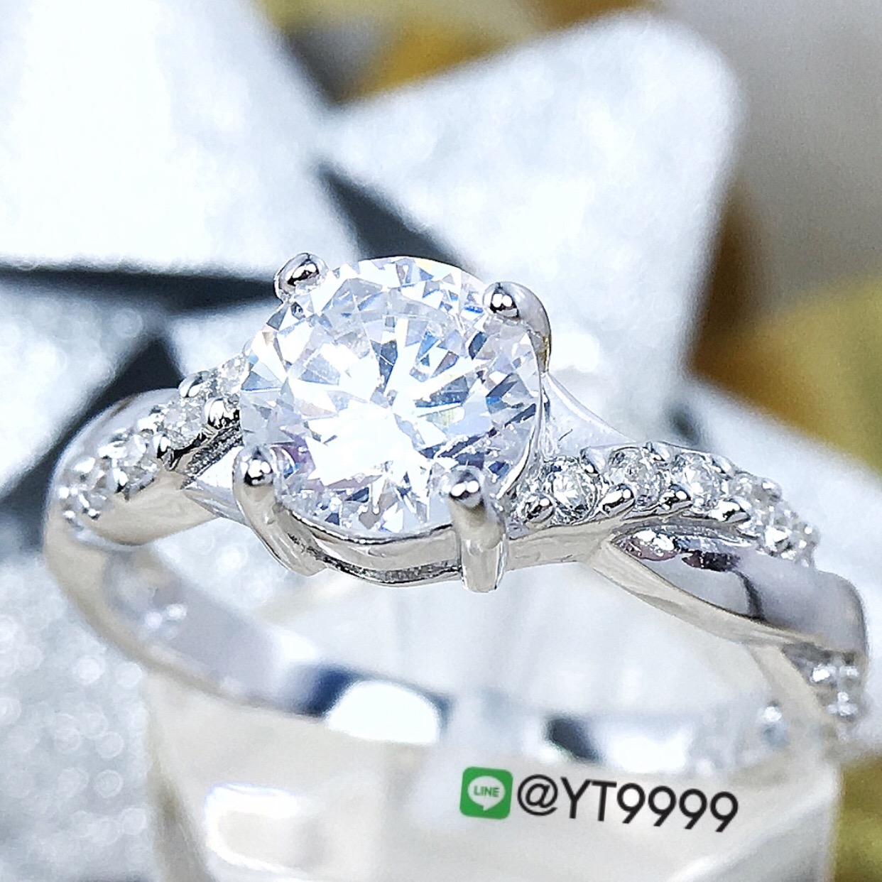แหวนเพชร แหวนเงินแท้ ชุบทองคำขาว เพชร Swiss YTG-3079 YTGEMS