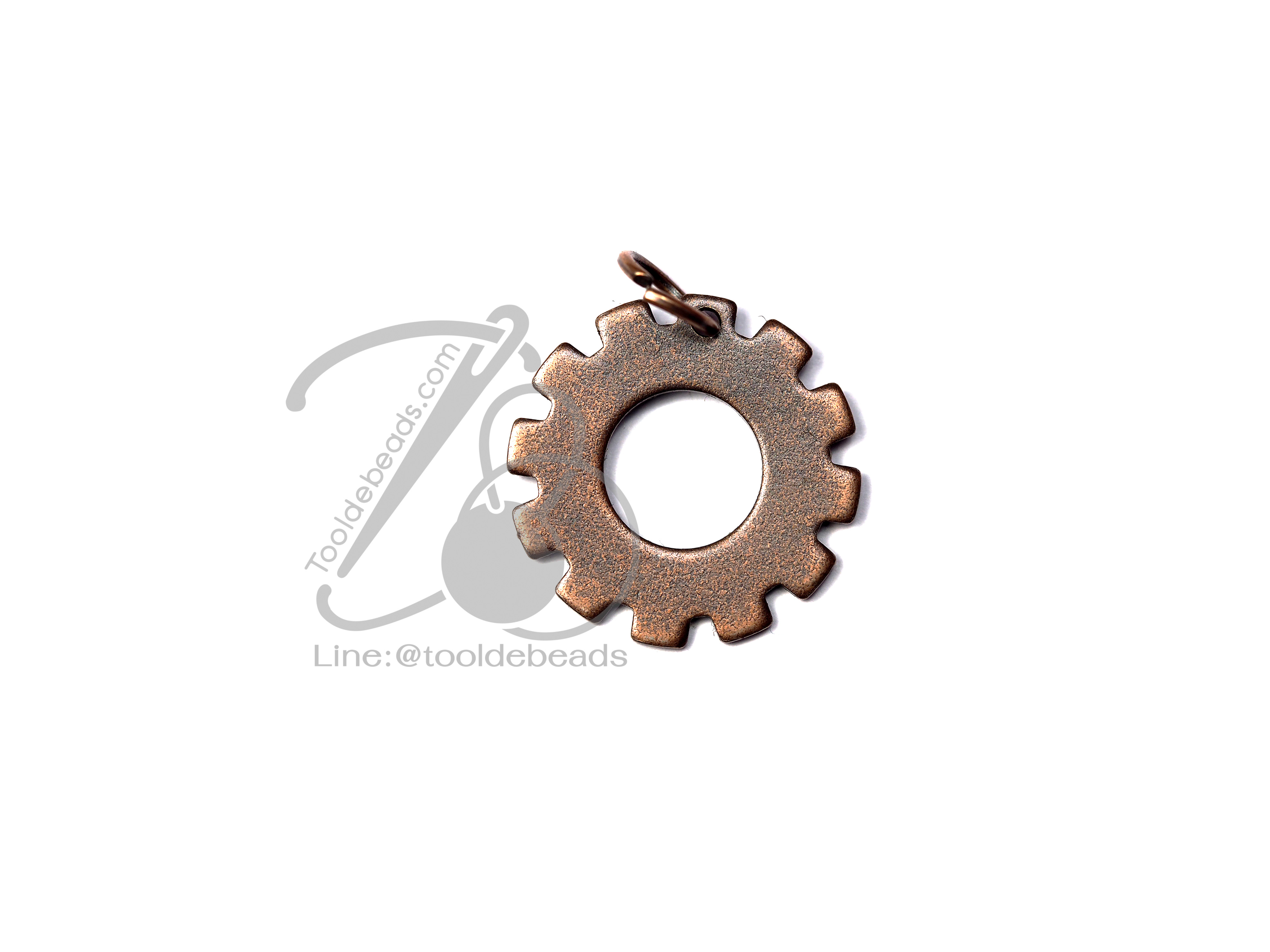 จี้เหล็ก 264 16มม. ลายเกียร์ สีสนิมแดง (1 ชิ้น) SKU-00728