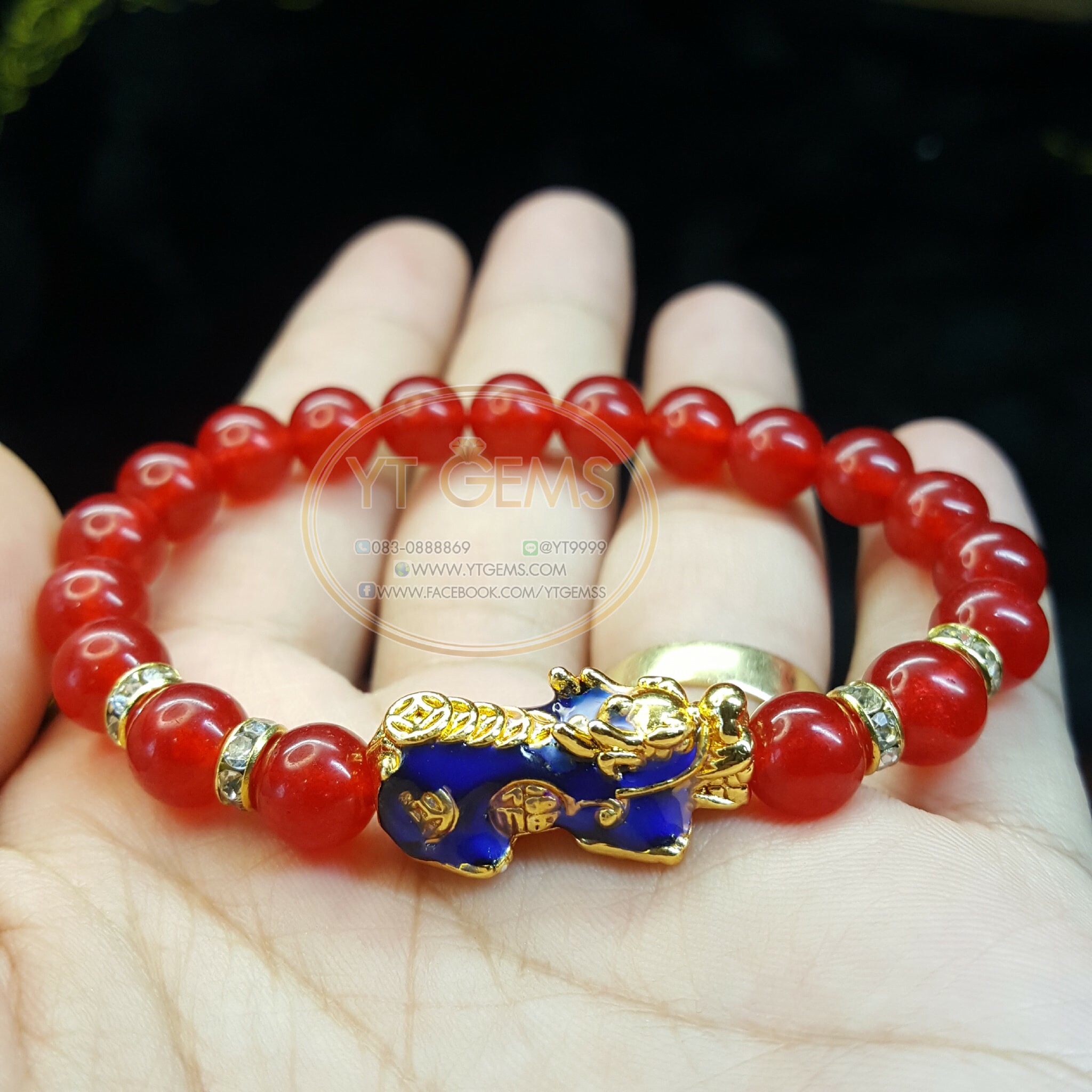 สร้อยข้อมือปี่เซียะ 5 ธาตุ หลังลาย 5 เหรียญ คาร์เนเลี่ยน YTG-4630 YTGEMS