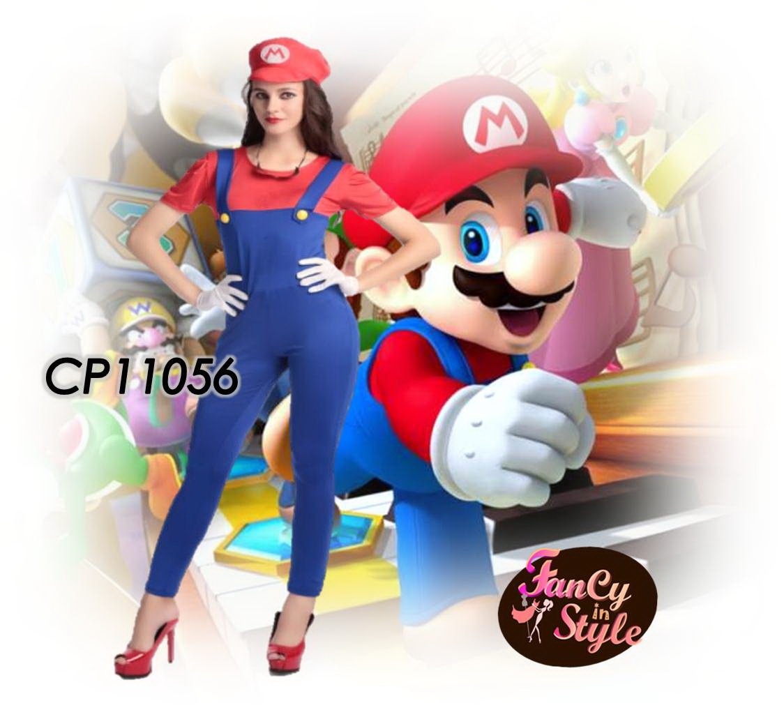 Super Mario/Red Plumber Costume/ชุดคอสเพลย์ซุปเปอร์มาริโอ้สำหรับสาวๆ