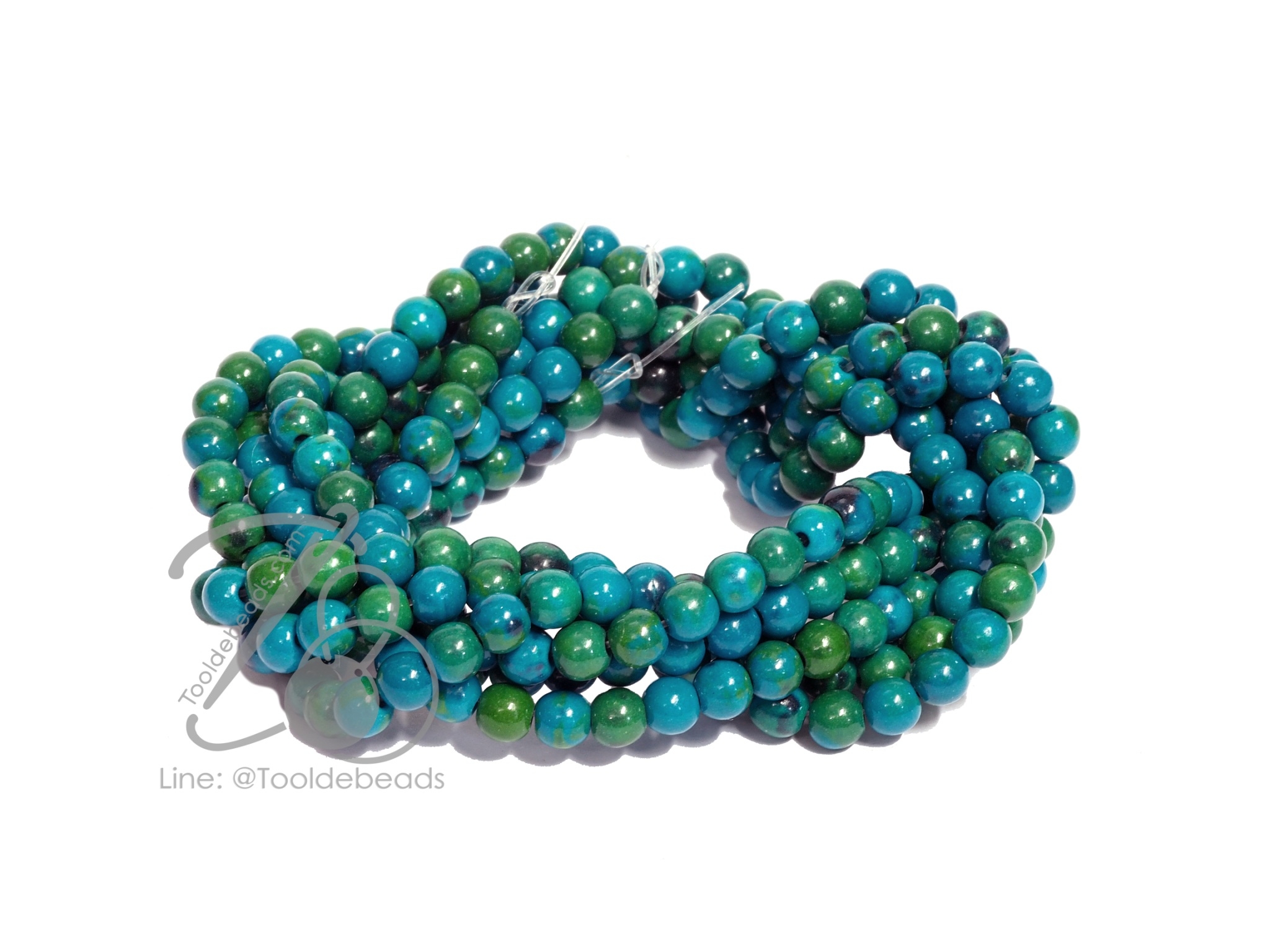 หิน Chrysocolla 4มม. (93 เม็ด) SKU-09298