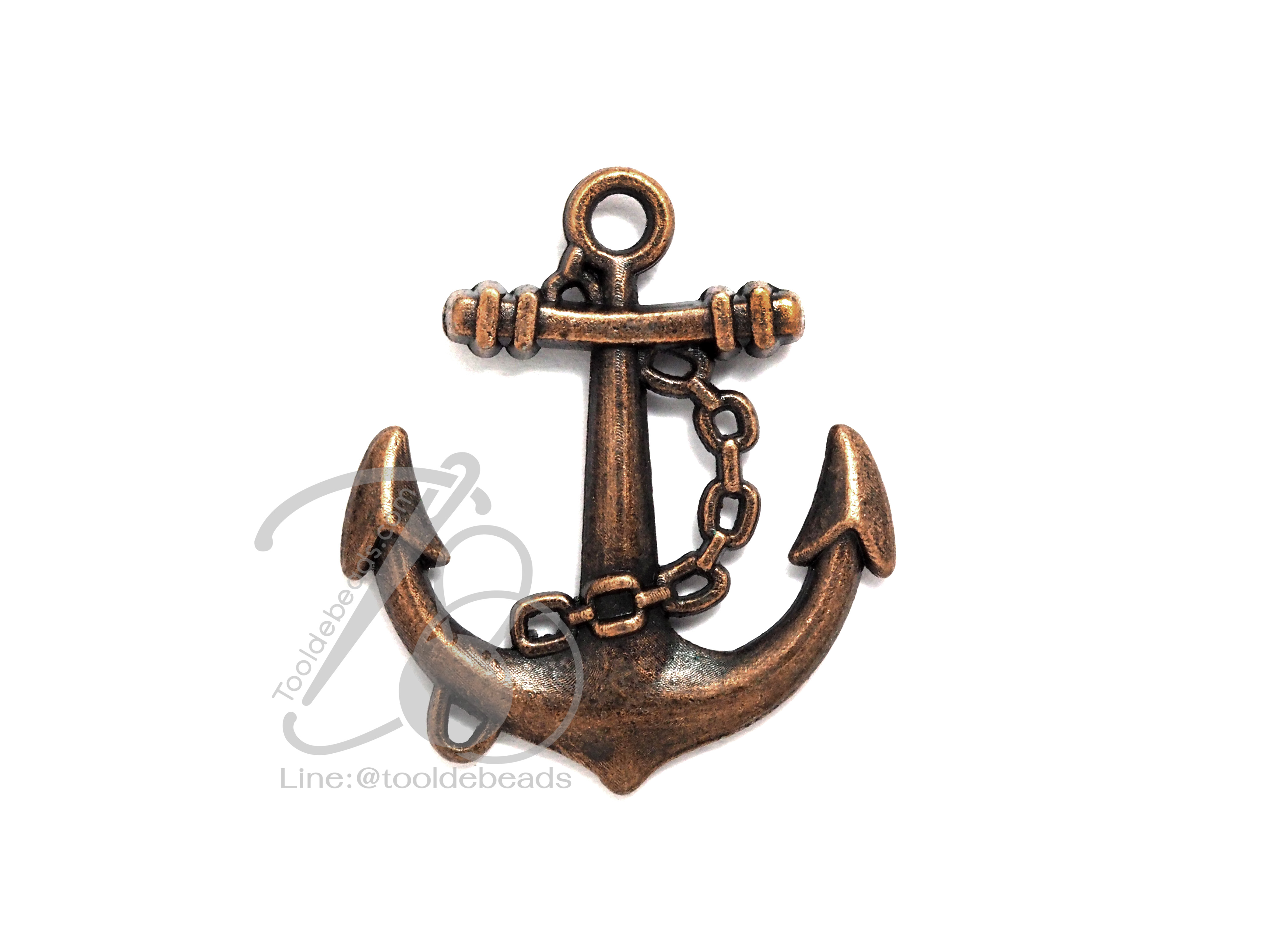 จี้เหล็ก 08 22มม. ลายสมอเรือพันเชือก สีสนิมแดง (1 ชิ้น) SKU-00362