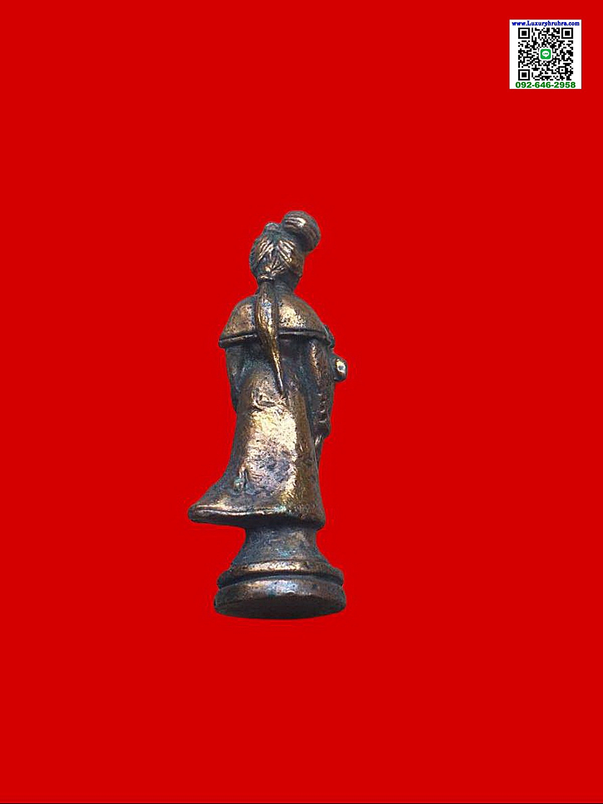 รูปหล่อลอยองค์ฮ่อเซียนโกวแปดเซียนขนาดความสูง2นิ้วเนื้อโลหะ