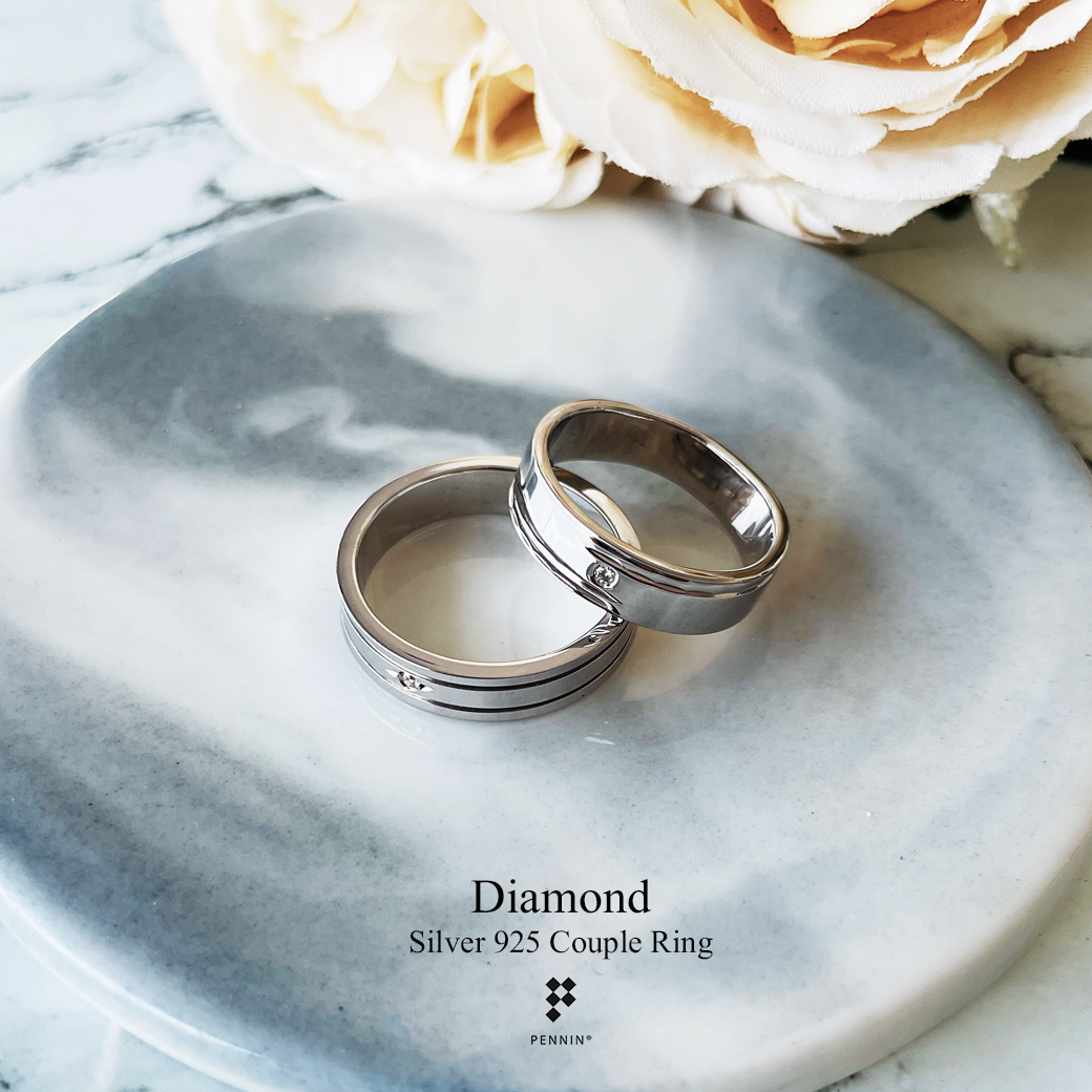 แหวนปลอกมีดตัดเรียบ ลายขีดบนล่าง เพชรแท้VS1 G color 0.015ct เงินชุบทองคำขาว