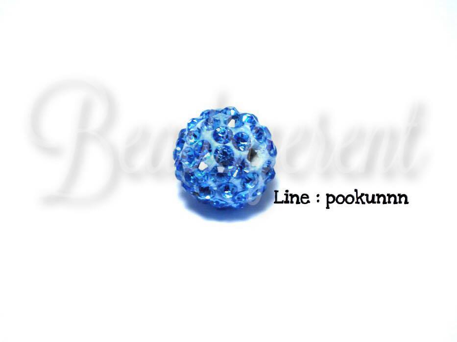 ลูกปัดฝังเพชร 12มม. สีฟ้าจืด (1 ชิ้น) SKU-01570