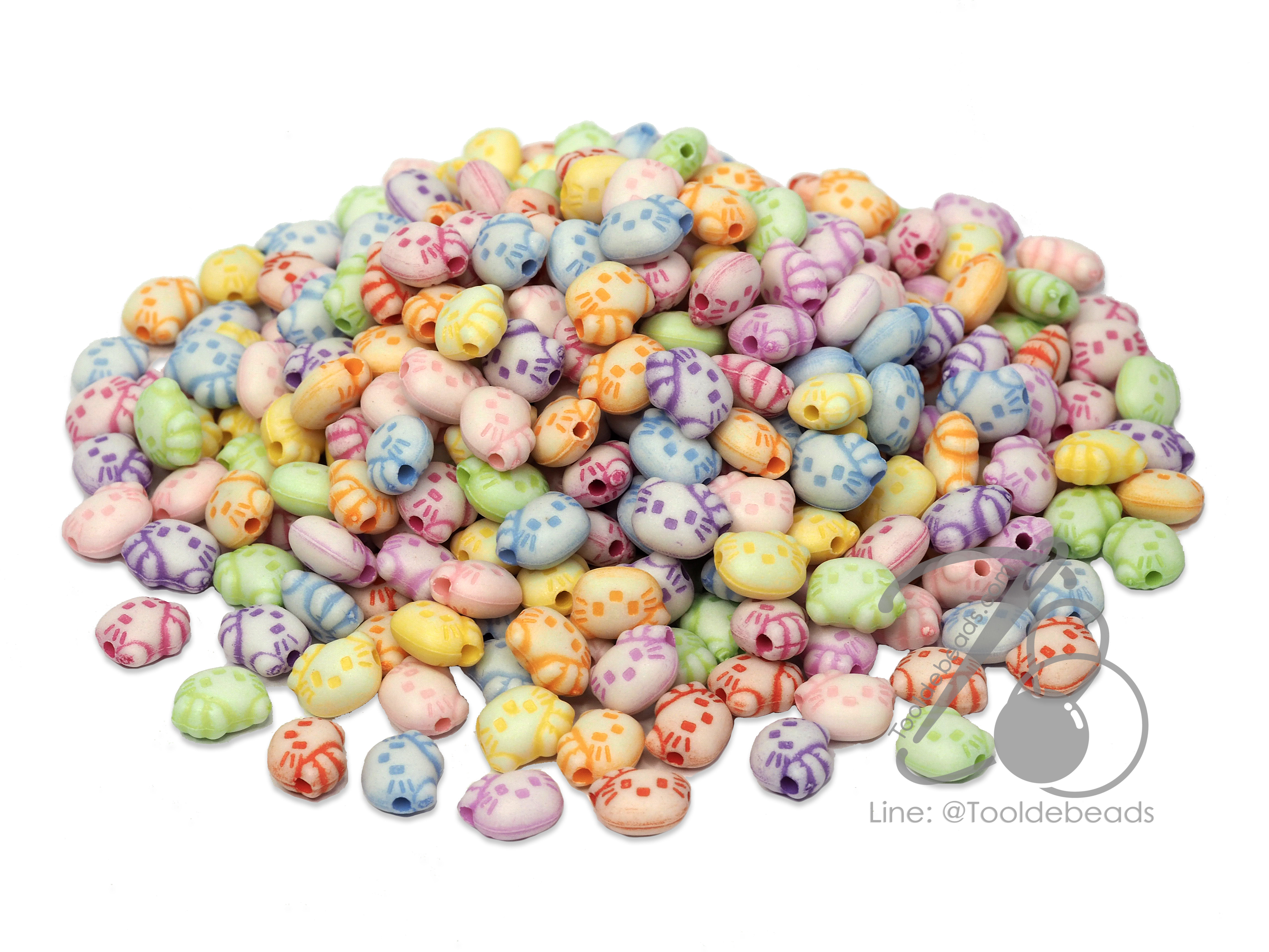 ลูกปัดแฟนซี 8*10มม. ลายแมว (100 กรัม) SKU-03177