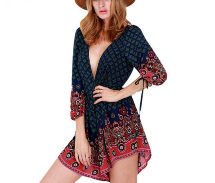 จั๊มสูทผ้าชีฟอง คอวี (XL)