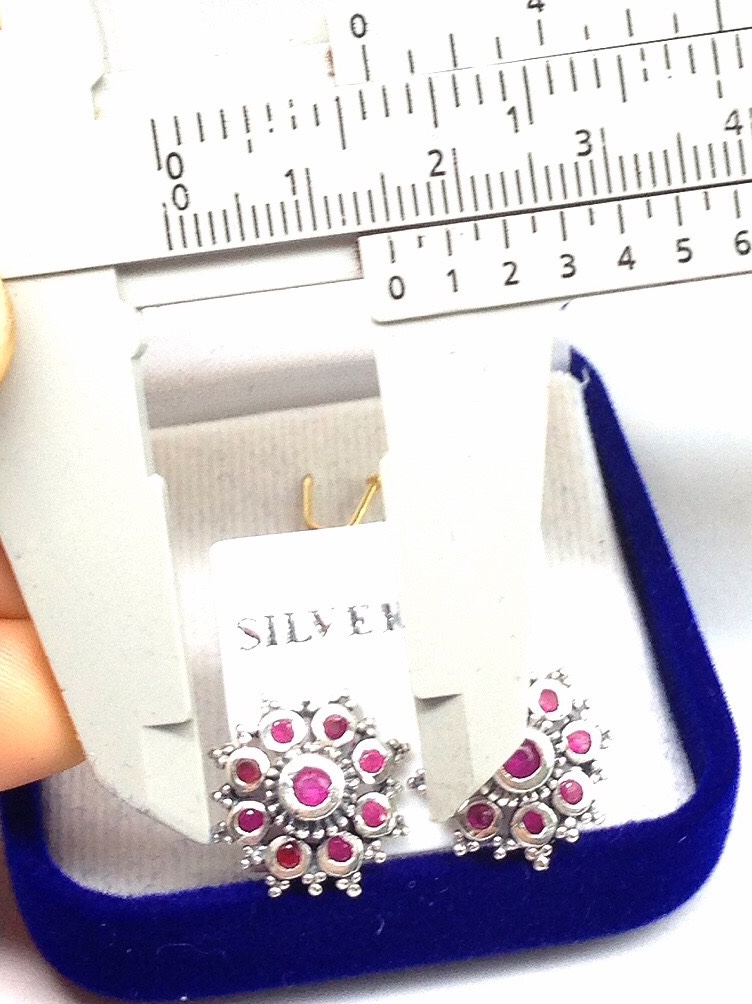 ต่างหูเงินแท้92.5% ลงดำ ต่างหูทับทิม พลอยทับทิมชาตั้ม YTG-3756 YTGEMS