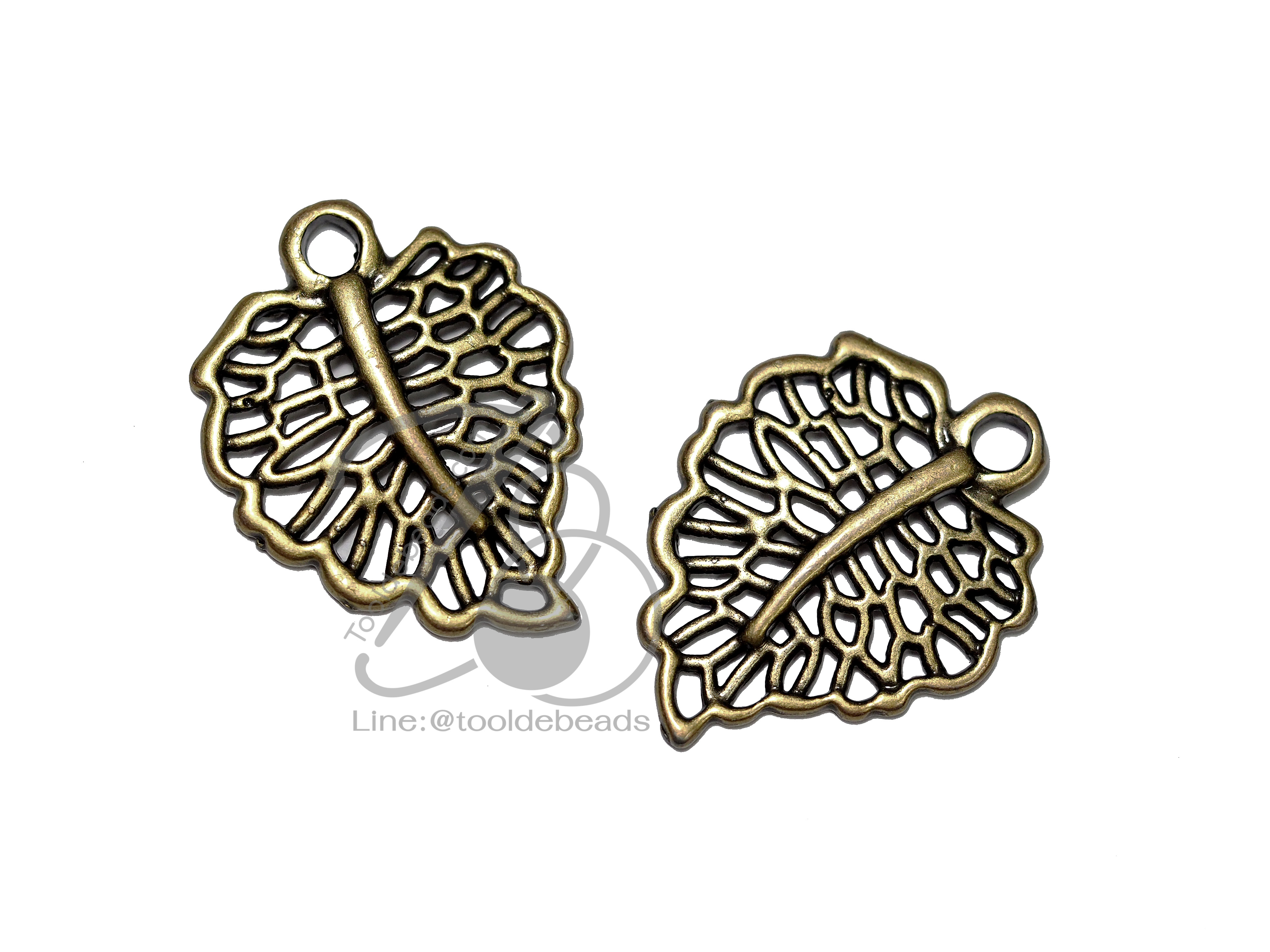 จี้เหล็ก 410 19*24มม. ลายใบไม้ (1 ชิ้น) SKU-05986