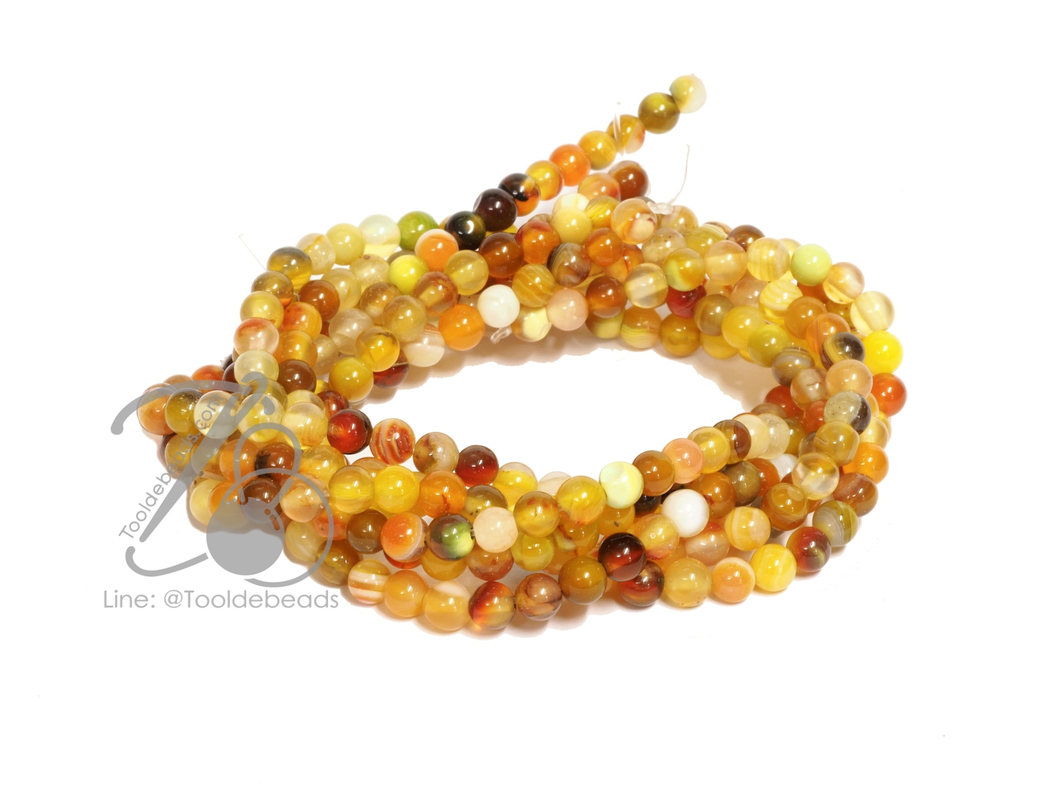 หิน Yellow agate 4มม. (91 เม็ด) SKU-09314