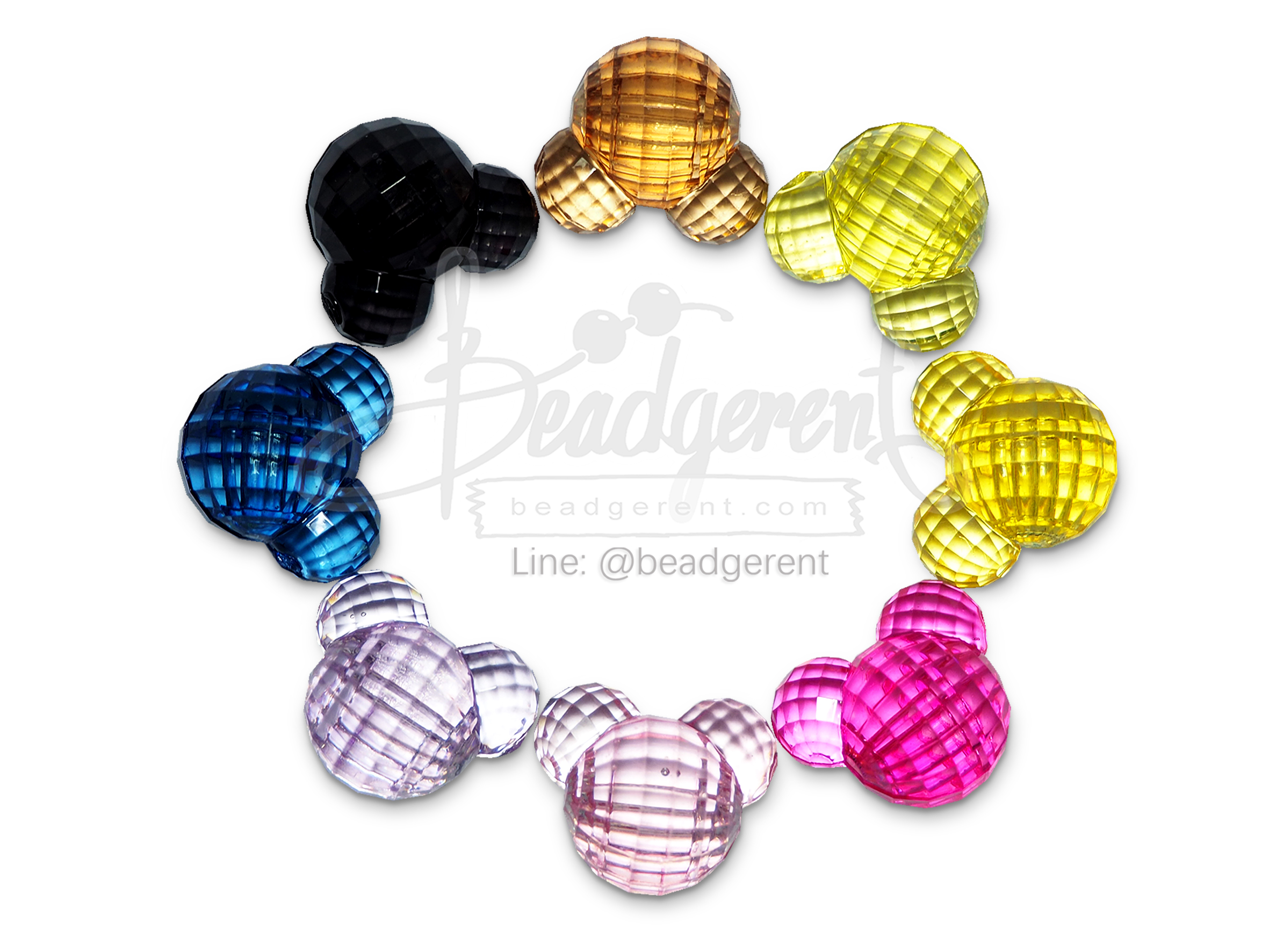 ลูกปัดอะคริลิค 30*26มม. ลายหมี ร้อยข้าง สีใส (500 กรัม) SKU-04683