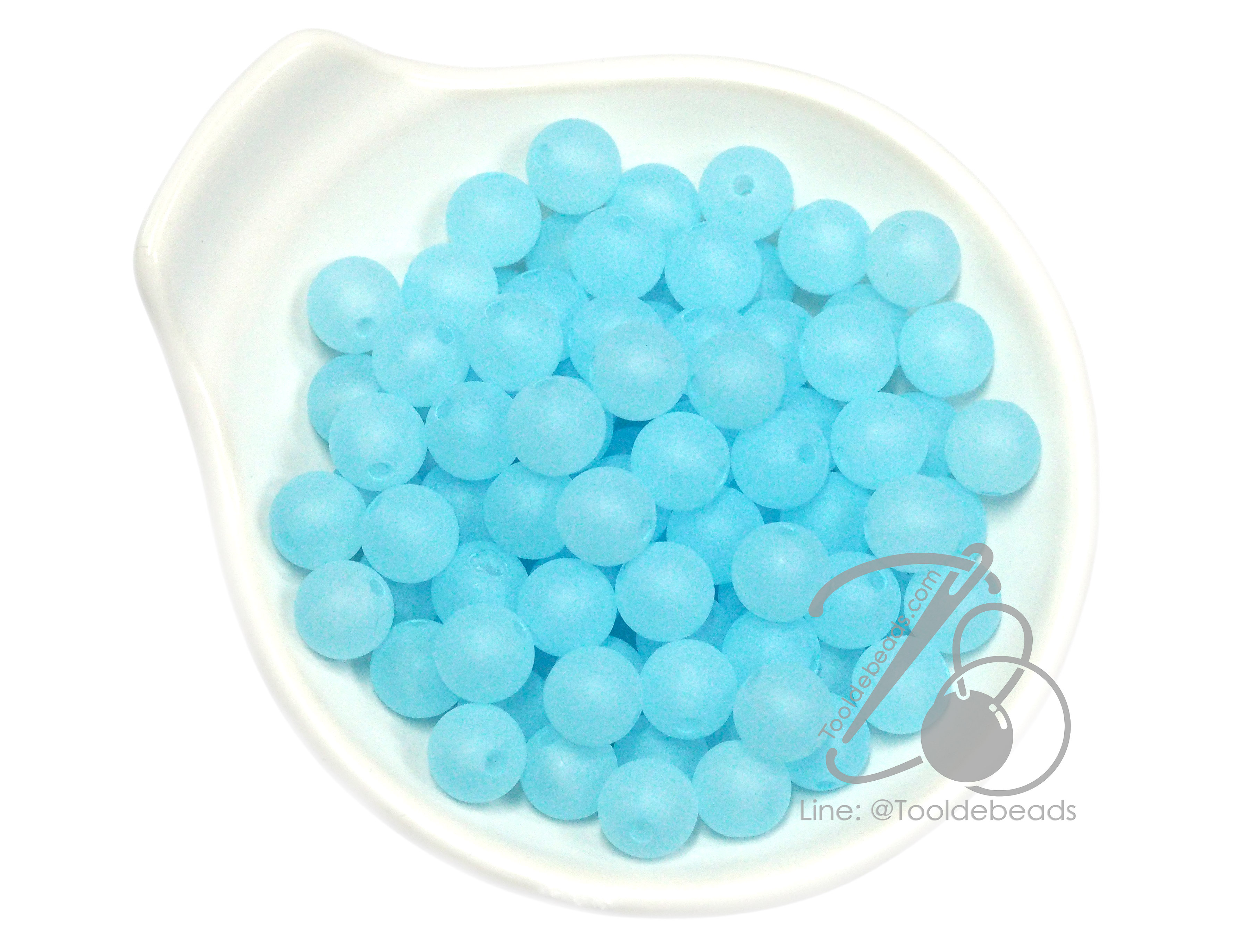 ลูกปัดเนื้อทราย 10มม. ทรงกลม สีฟ้า (100 กรัม) SKU-15228