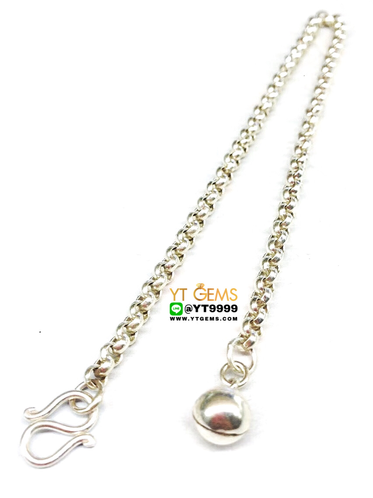 สร้อยข้อมือลายผ่าหวาย สร้อยข้อมือเงินแท้ 92.5% หนา 3 มม. YTG-9565 YTGEMS