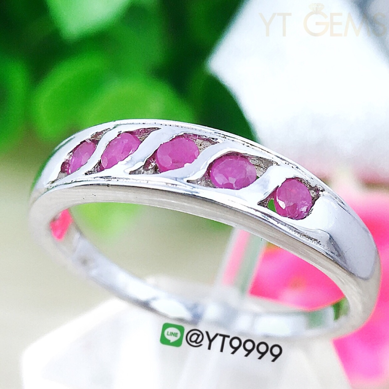 แหวนเงินแท้92.5% ชุบทองคำขาว แหวนทับทิมแท้ พลอยทับทิมแท้ YTG-2813 YTGEMS