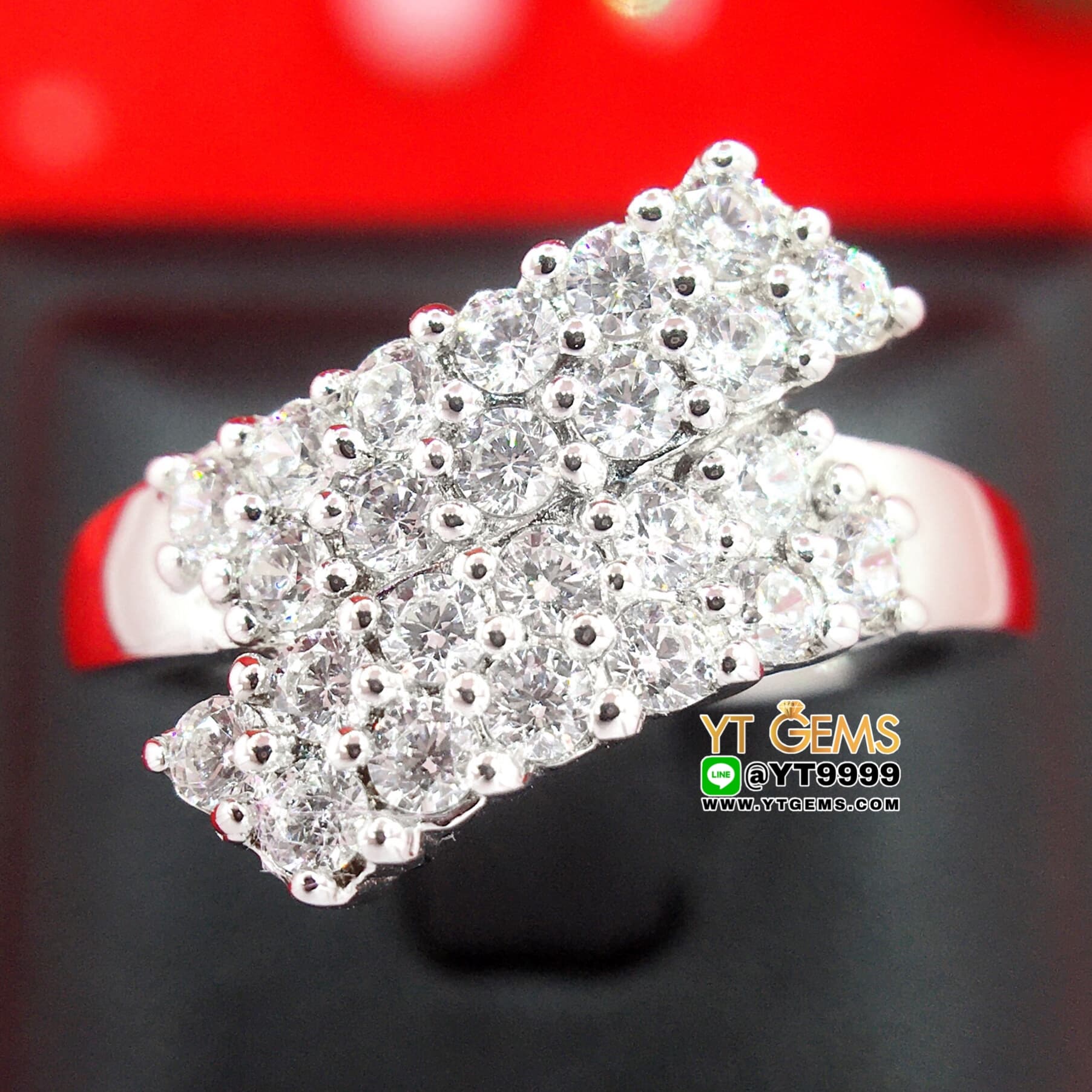 แหวนเพชร แหวนเงินแท้ ชุบทองคำขาว เพชร Swiss แหวนไขว้ YTG-3303 YTGEMS