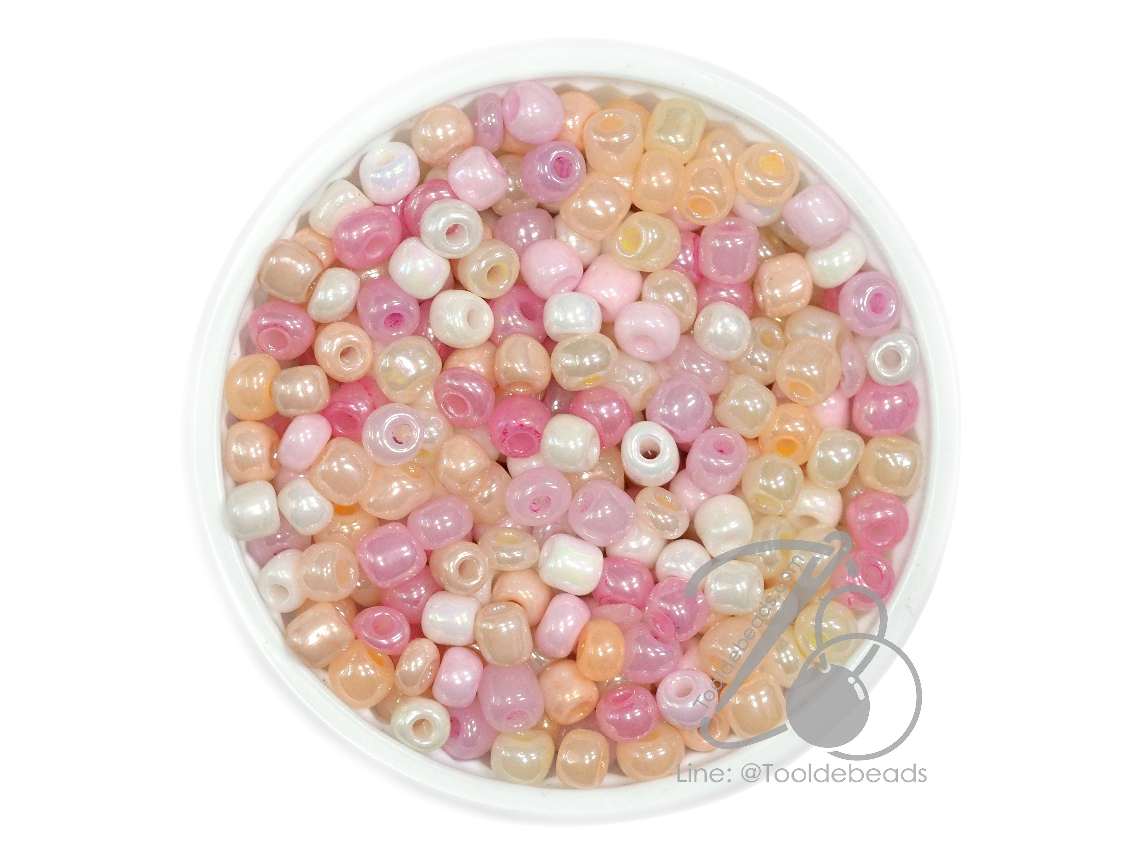 OK Brand ลูกปัดเม็ดทราย 6/0 โทนมุก สีชมพูส้มแคนดี้ (15 กรัม) SKU-15188