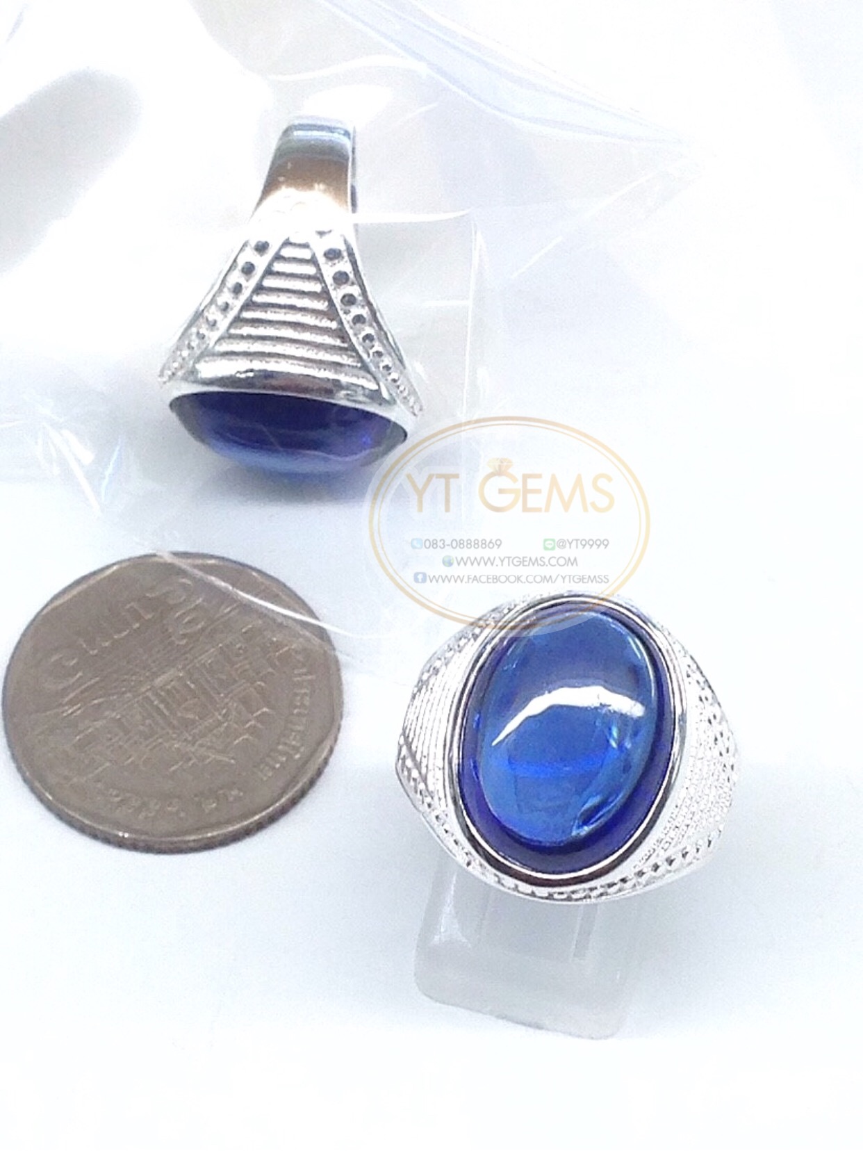 แหวนเงินแท้92.5% พลอยไพลิน(cz) YTG-5552 YTGEMS