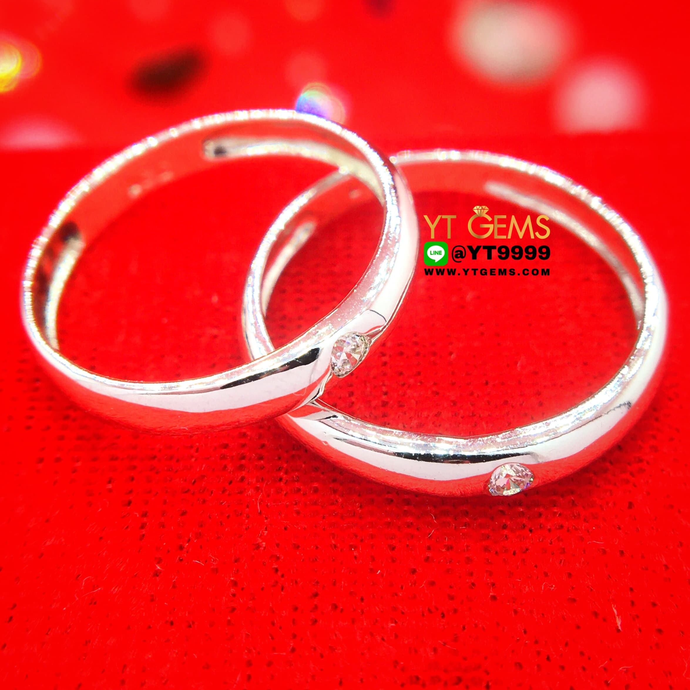 แหวนคู่ แหวนเพชร แหวนเงินแท้ 92.5% ชุบทองคำขาว ประดับ เพชร Swiss แหวนปลอกมีด หน้าแหวน 3 มิลลิเมตร YTG-10392 YTGEMS