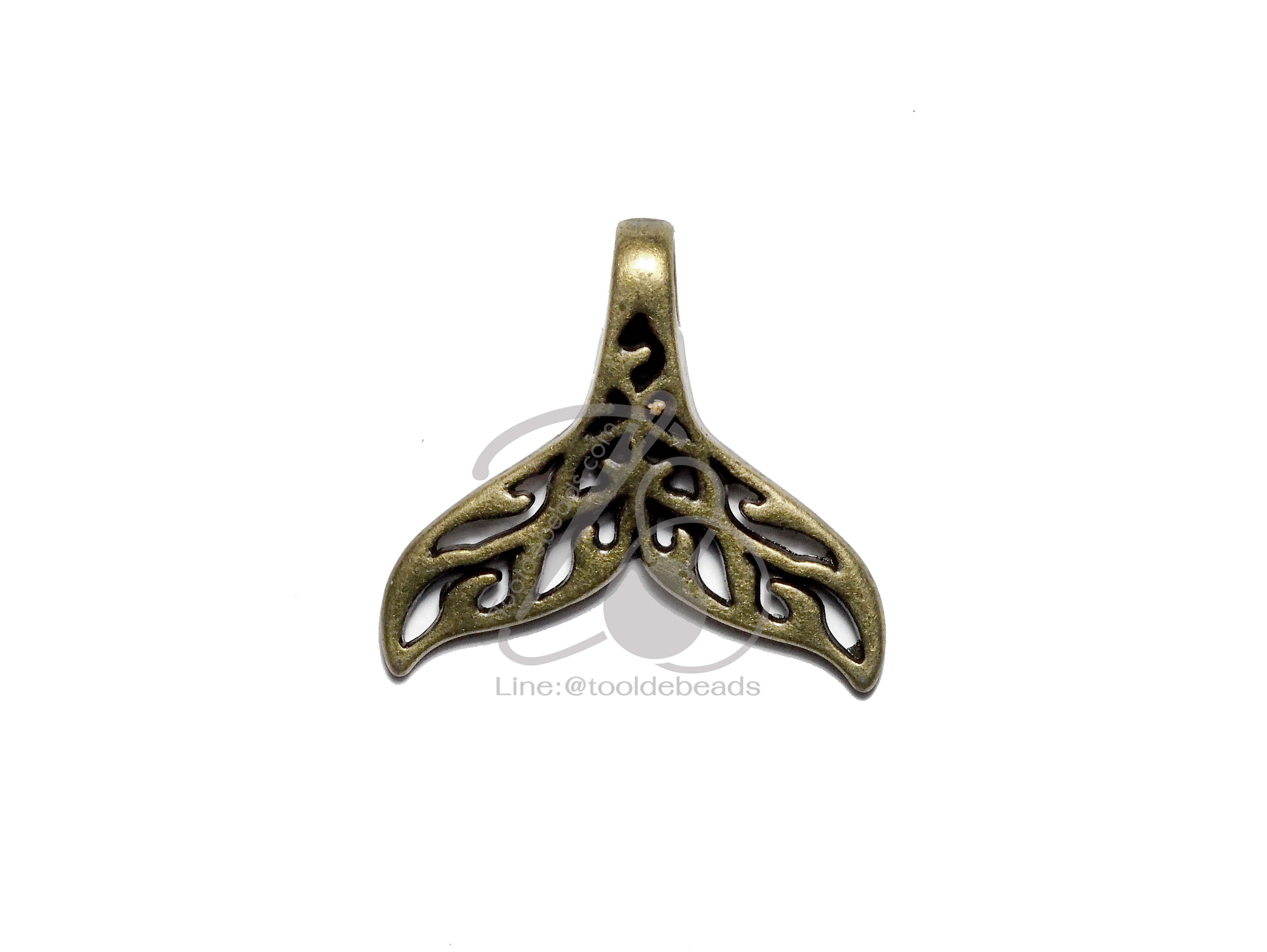จี้เหล็ก 460 30มม. ลายหางปลาฉลุ สีสนิม (1 ชิ้น) SKU-06035