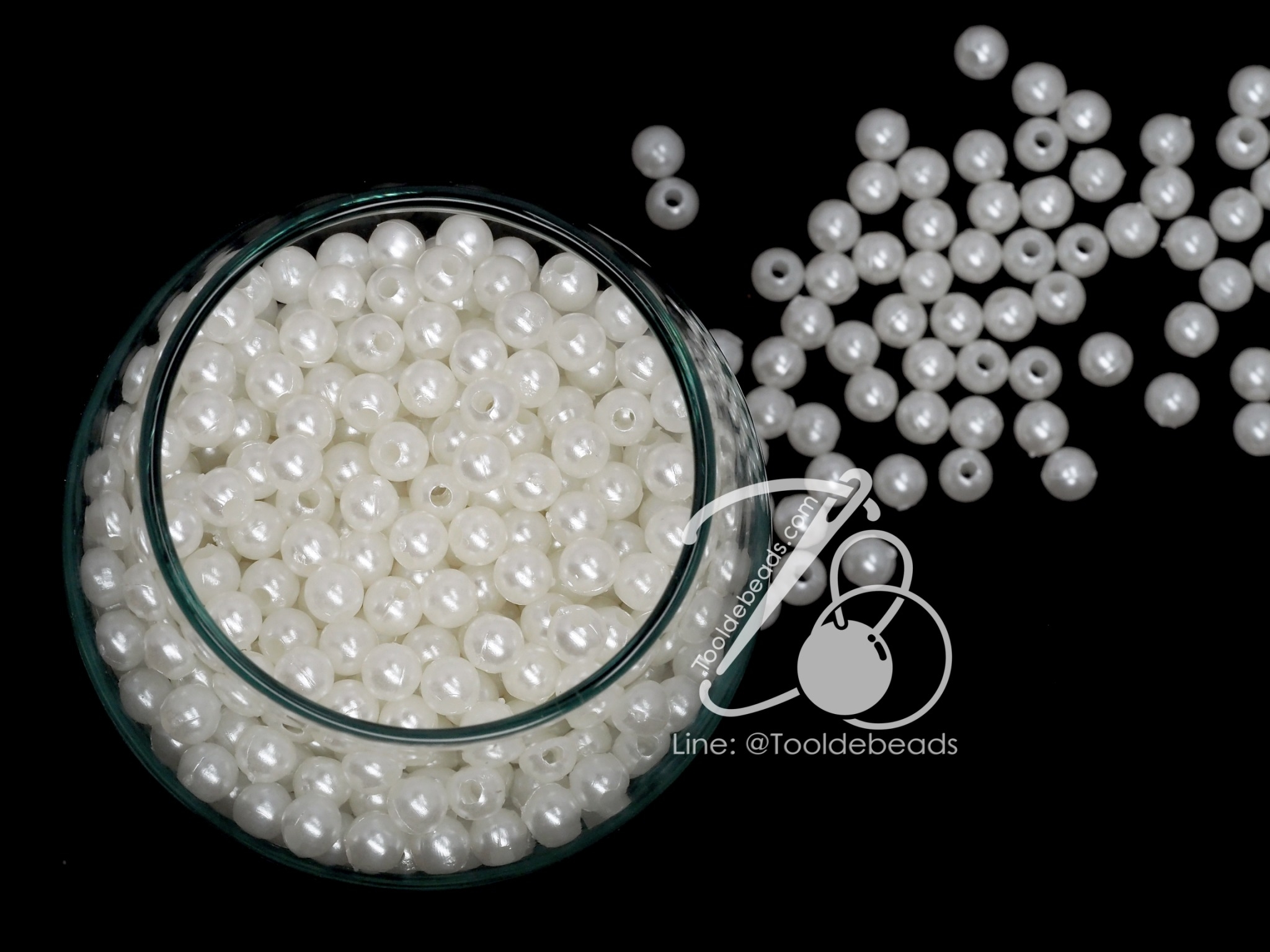 ลูกปัดมุกพลาสติก 5มม. (15 กรัม) SKU-07209