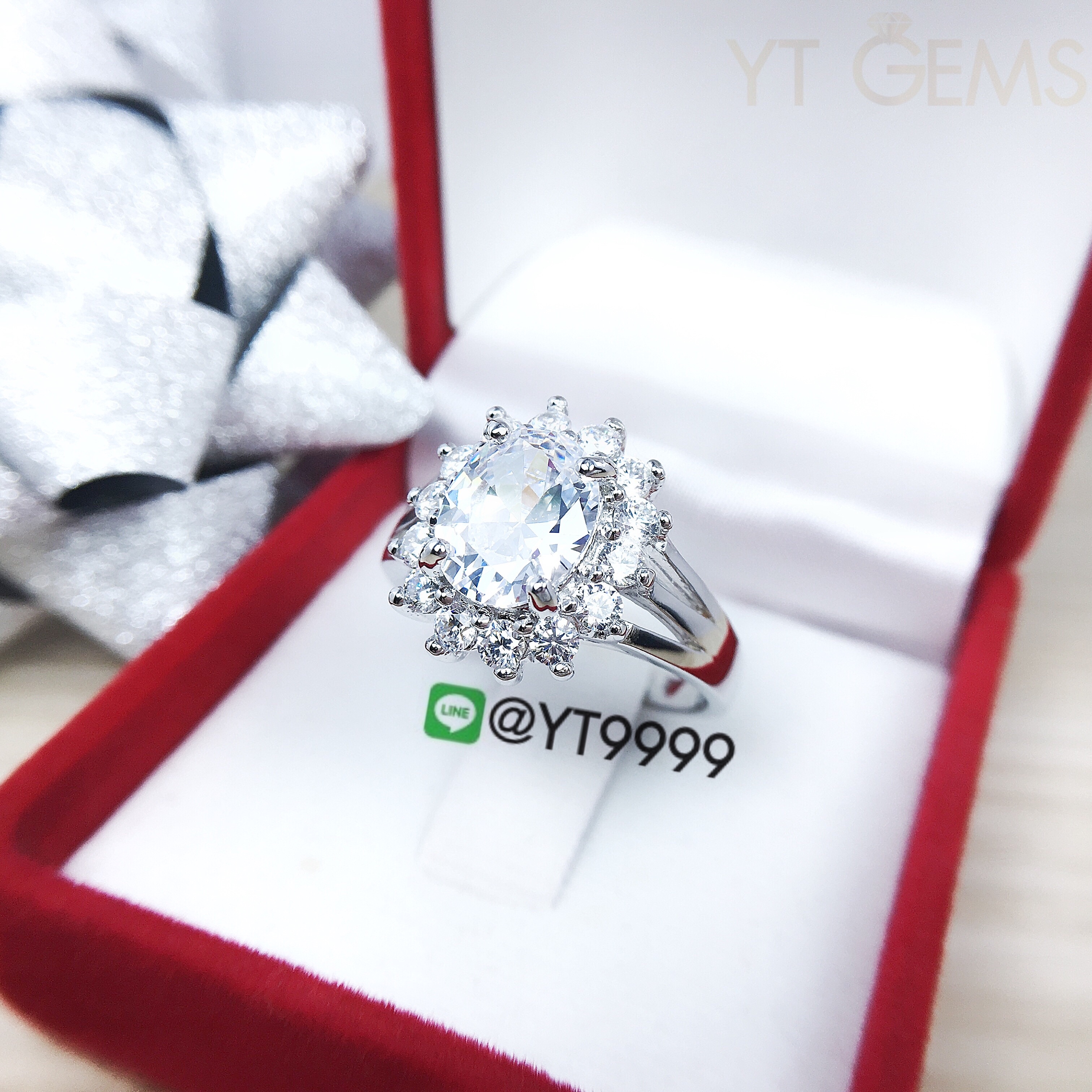 แหวนเพชร แหวนเงินแท้ ชุบทองคำขาว เพชร Swiss YTG-3132 YTGEMS