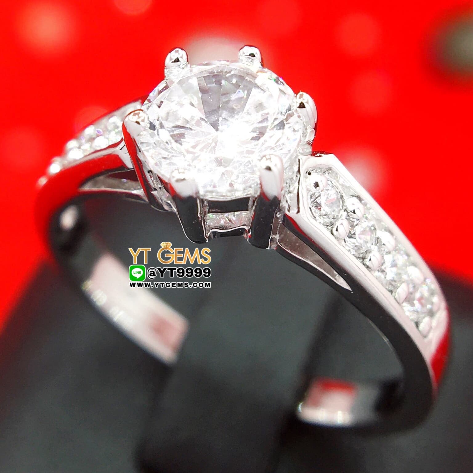 แหวนเพชร แหวนเงินแท้ ชุบทองคำขาว เพชร Swiss YTG-10439 YTGEMS