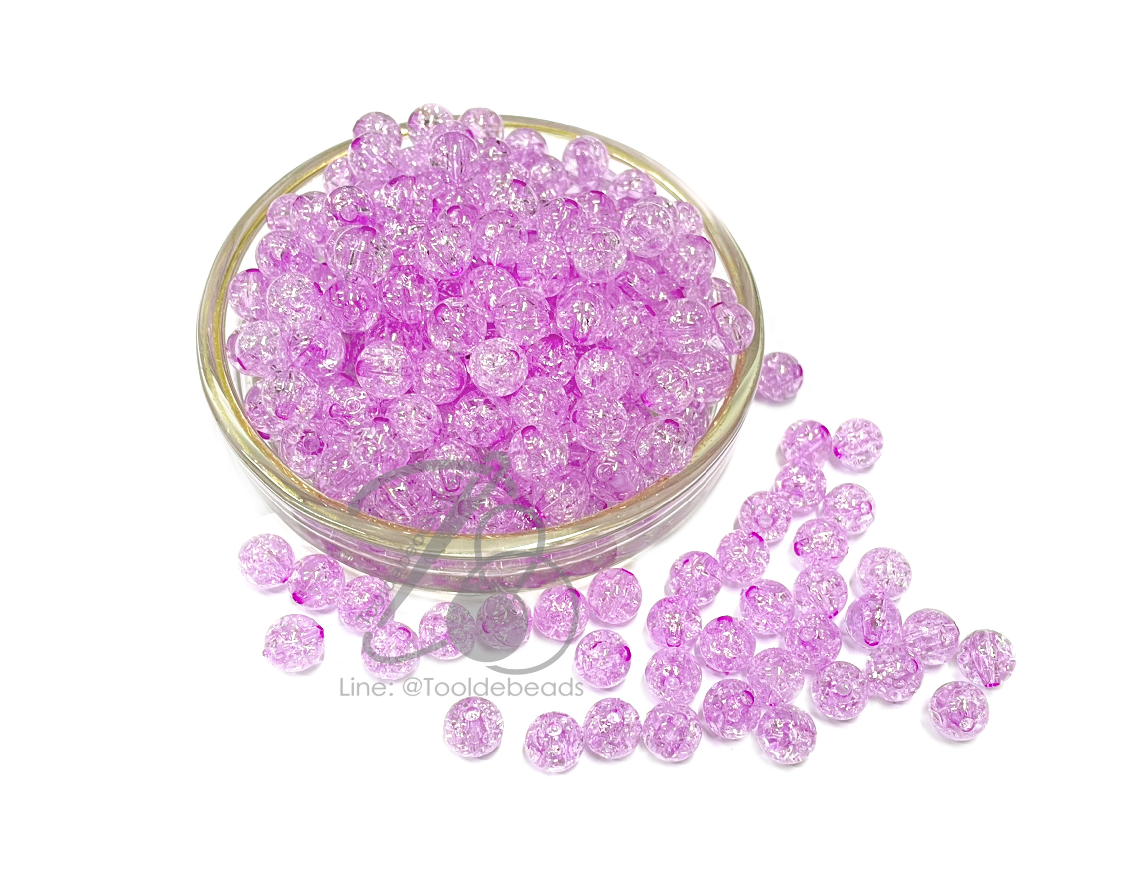 ลูกปัดอะคริลิค 8มม. ลายเกล็ดหิมะ สีใส (80 กรัม) SKU-13095