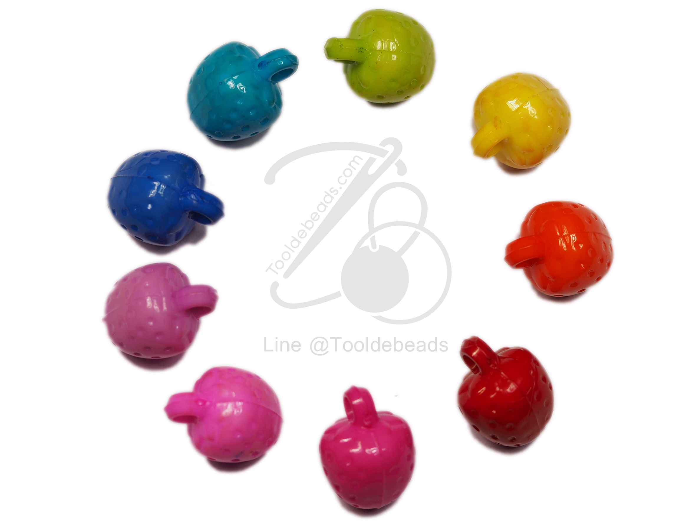 จี้อะคริลิค 13*18มม. ลายสตอเบอร์รี คละสีสด (100 กรัม) SKU-05091