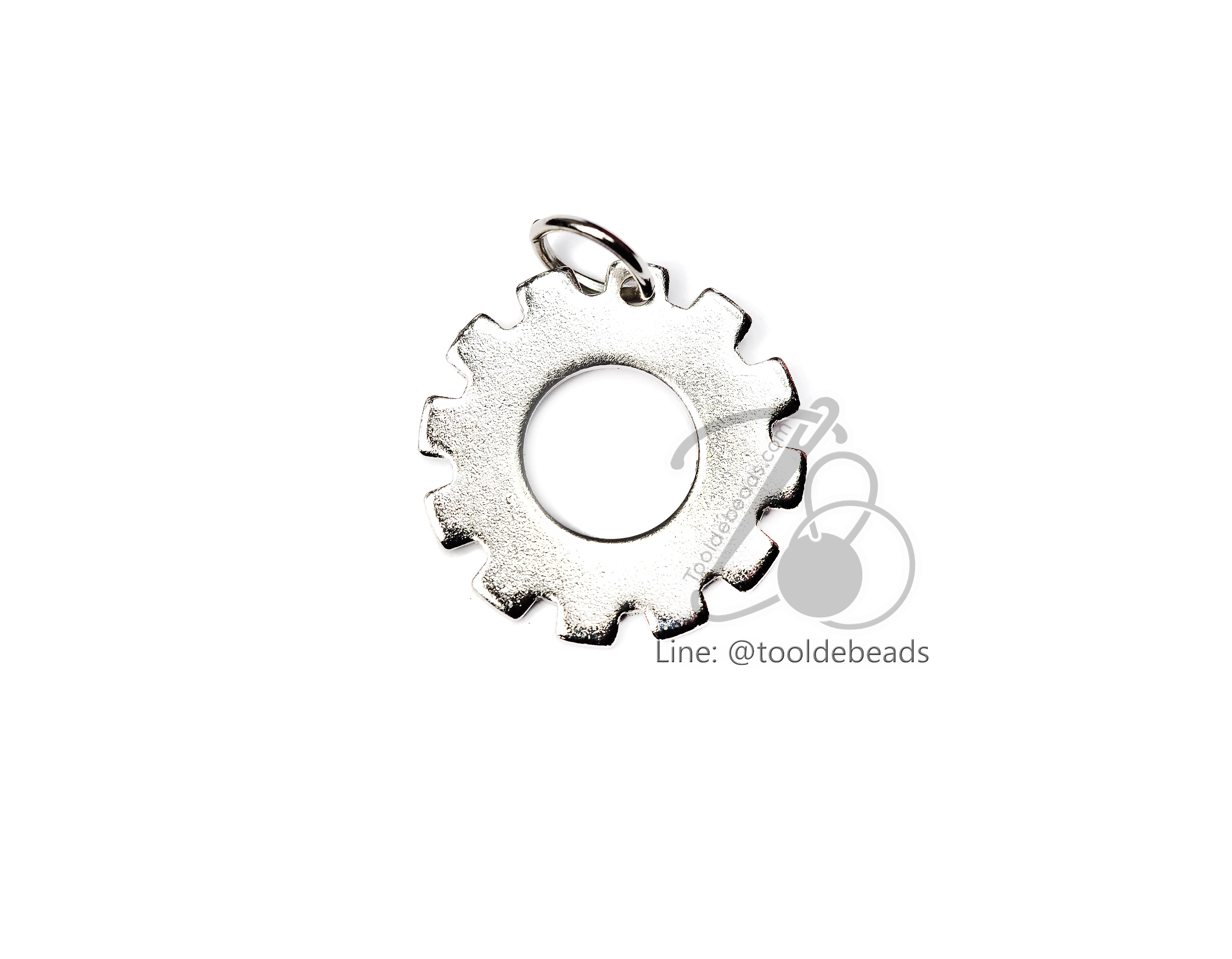 จี้เหล็ก 265 16มม. ลายเกียร์ สีเงิน (1 ชิ้น) SKU-00729