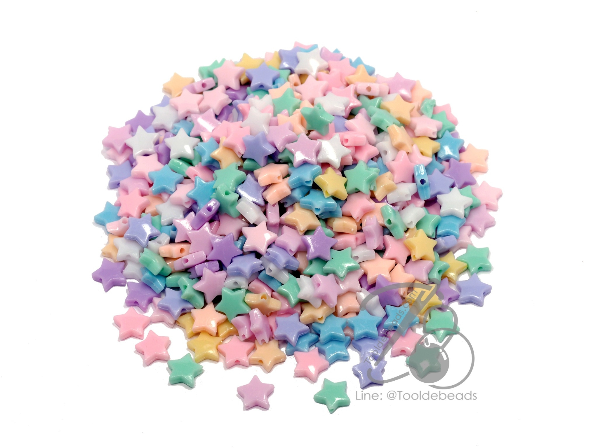 ลูกปัดพาสเทล 6มม. ลายดาว (10 กรัม) SKU-08516