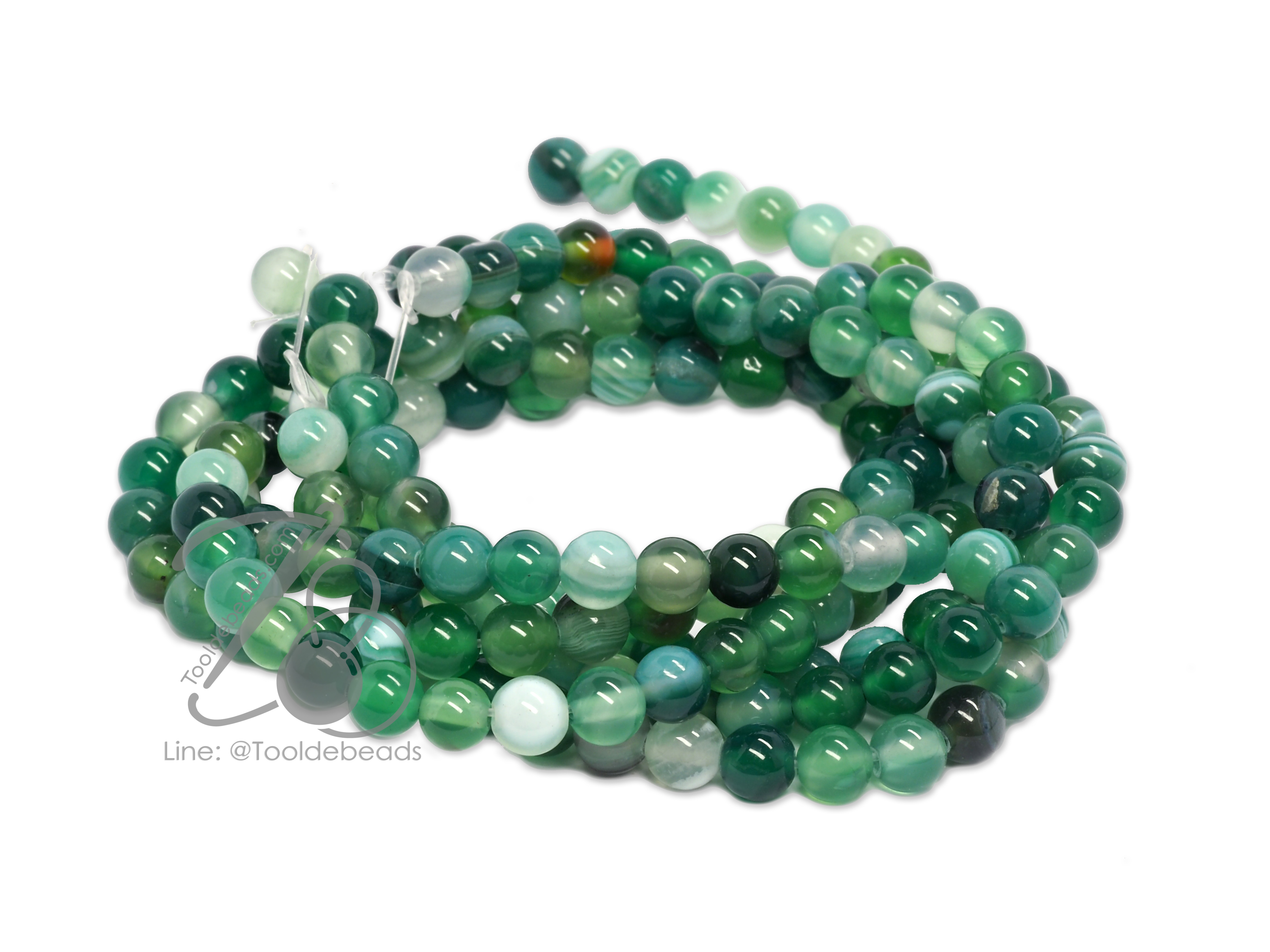 หิน Green Agate 6มม. (60 เม็ด) SKU-01044