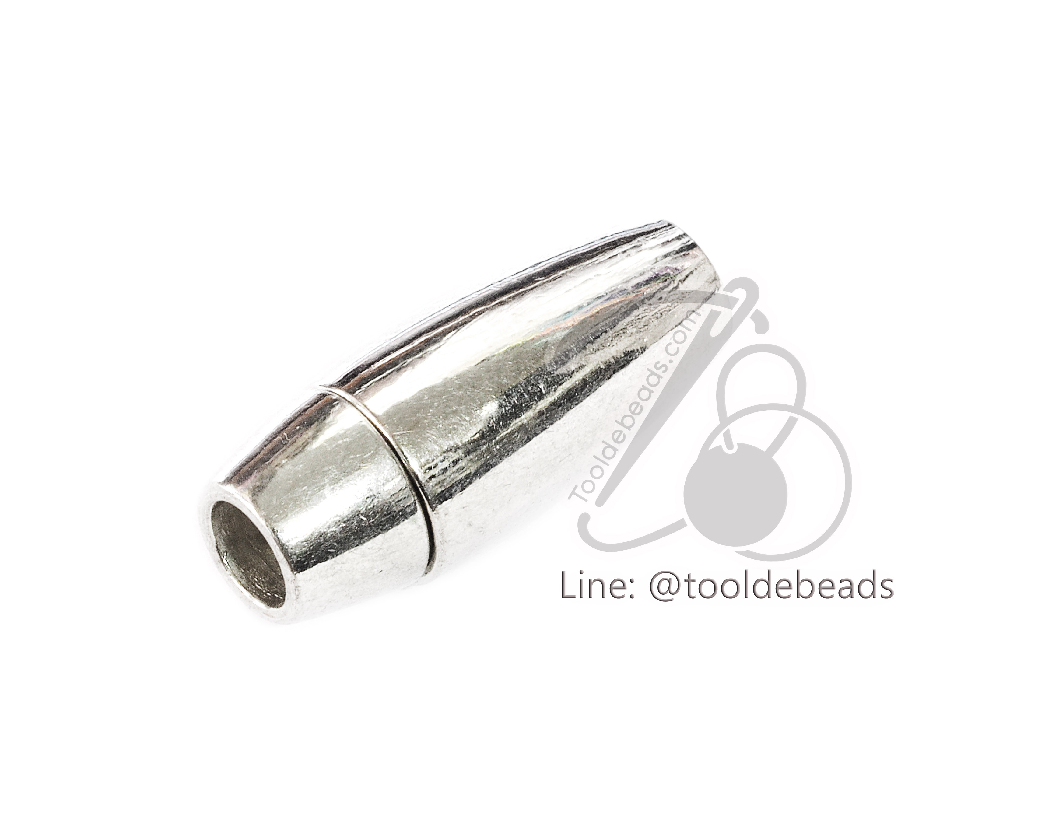 ข้อต่อแม่เหล็ก 8*20มม. รูกว้าง4มม. สีเงิน (1 ชุด) SKU-01094