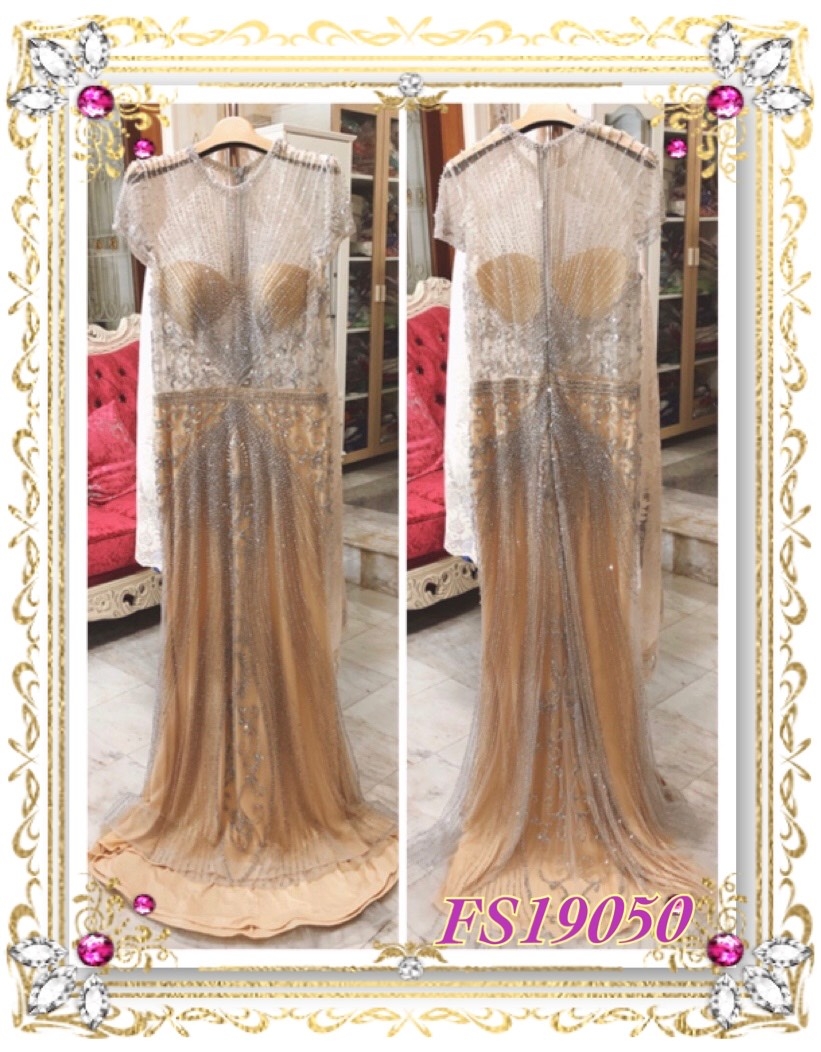 Long Dress/ชุดเดรสยาวปักเลื่อมกระโปรงทรงหางปลา/ชุดเดรสยาว/ชุดออกงาน/ชุดไปงานแต่ง