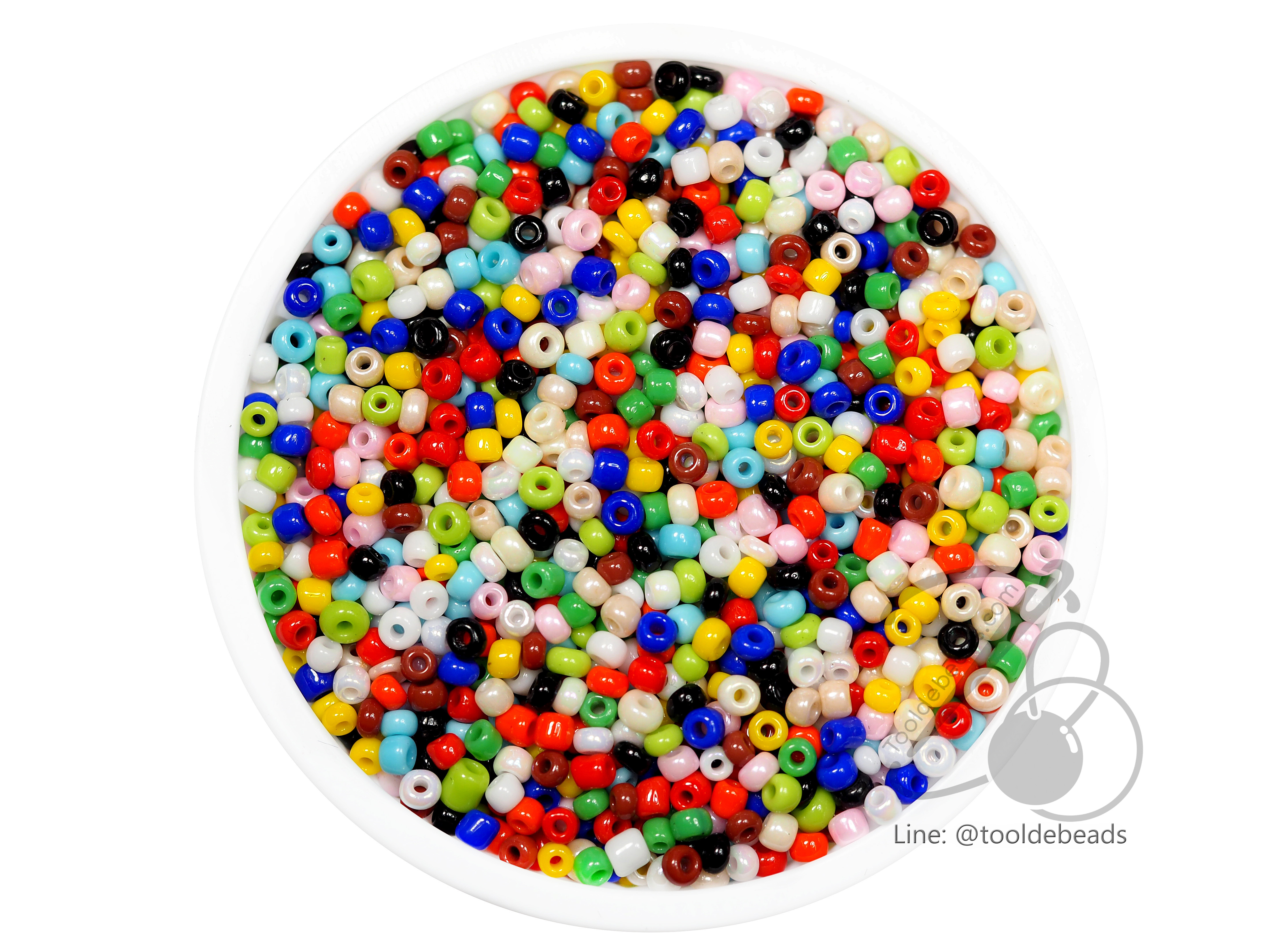 ลูกปัดเม็ดทราย 12/0 โทนด้าน คละสี (15 กรัม) SKU-04064