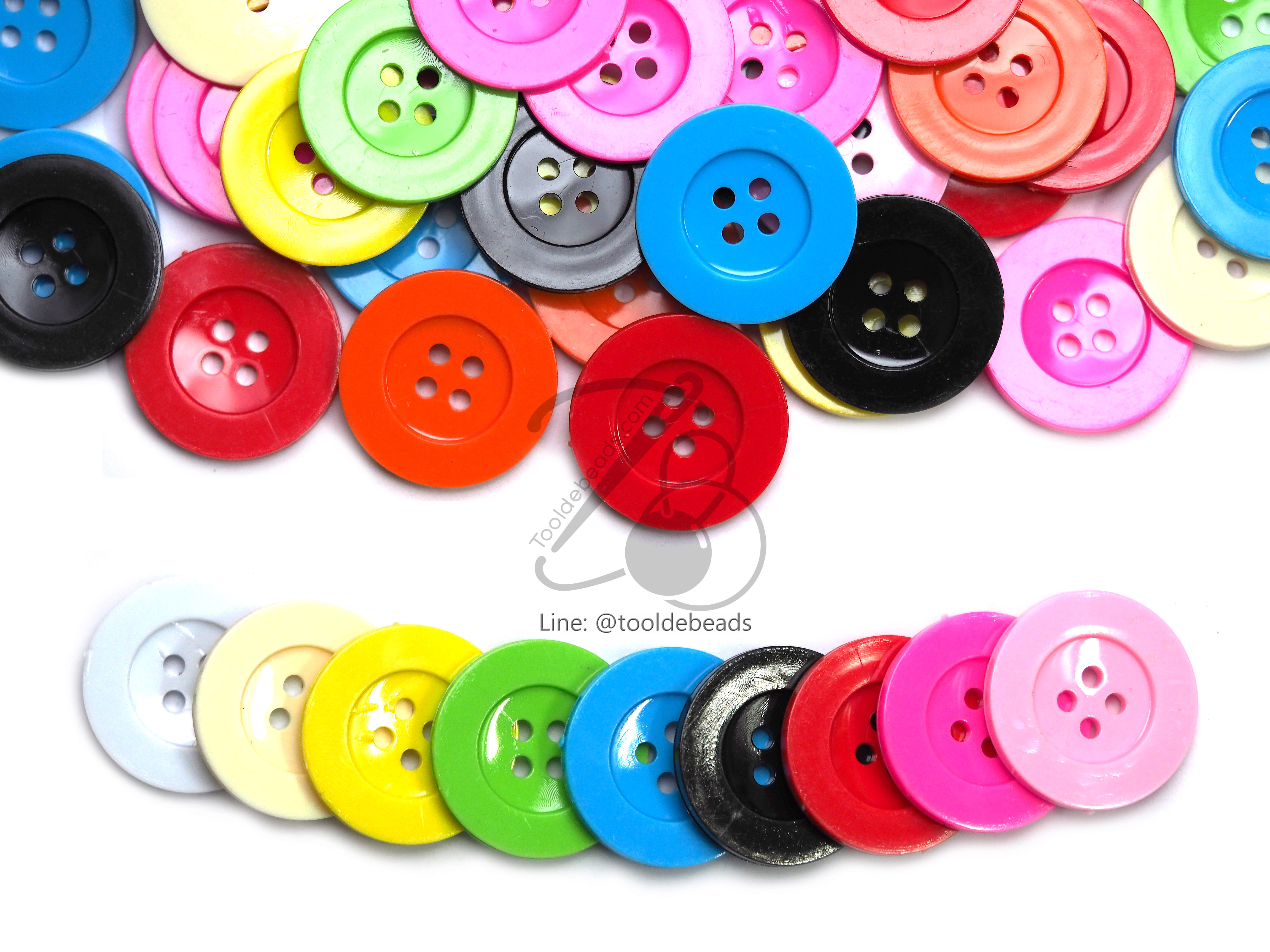 กระดุม ขอบแบน คละสี (10 กรัม) SKU-09787