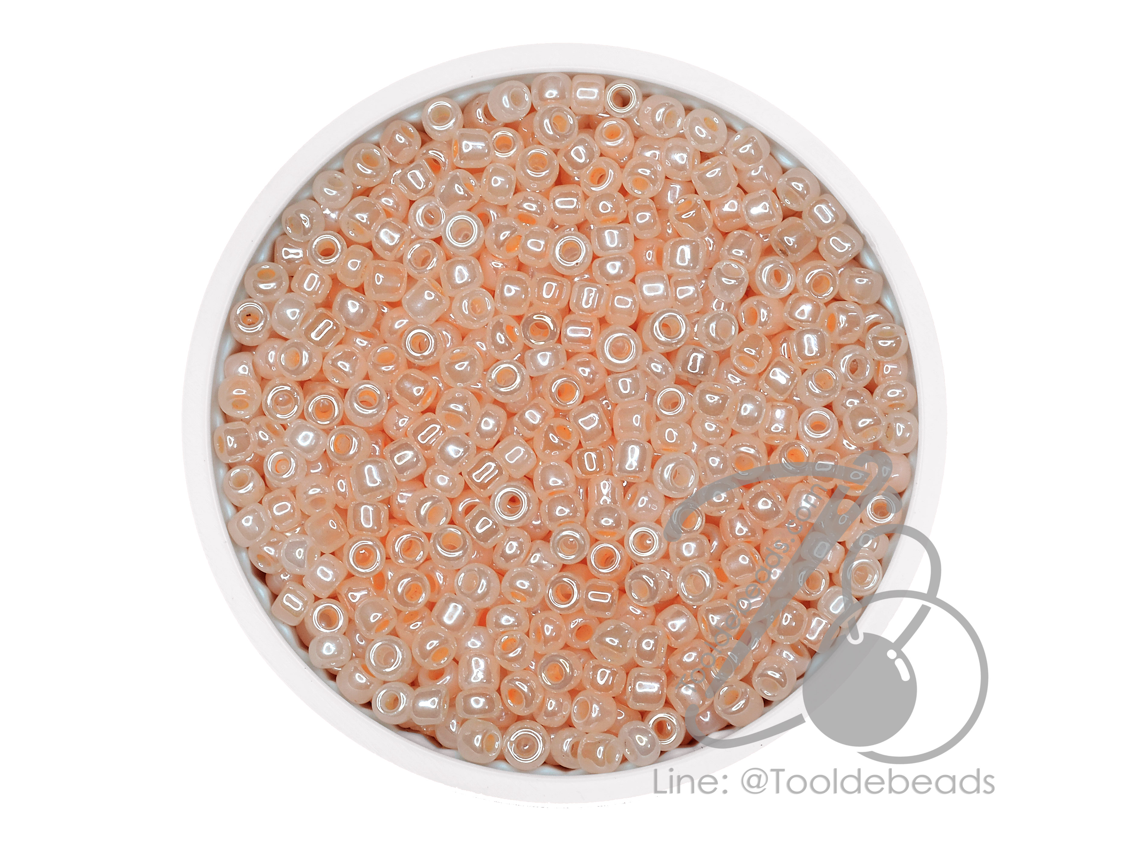 ลูกปัดเม็ดทราย 8/0 โทนมุก สีส้ม (100 กรัม) SKU-08001