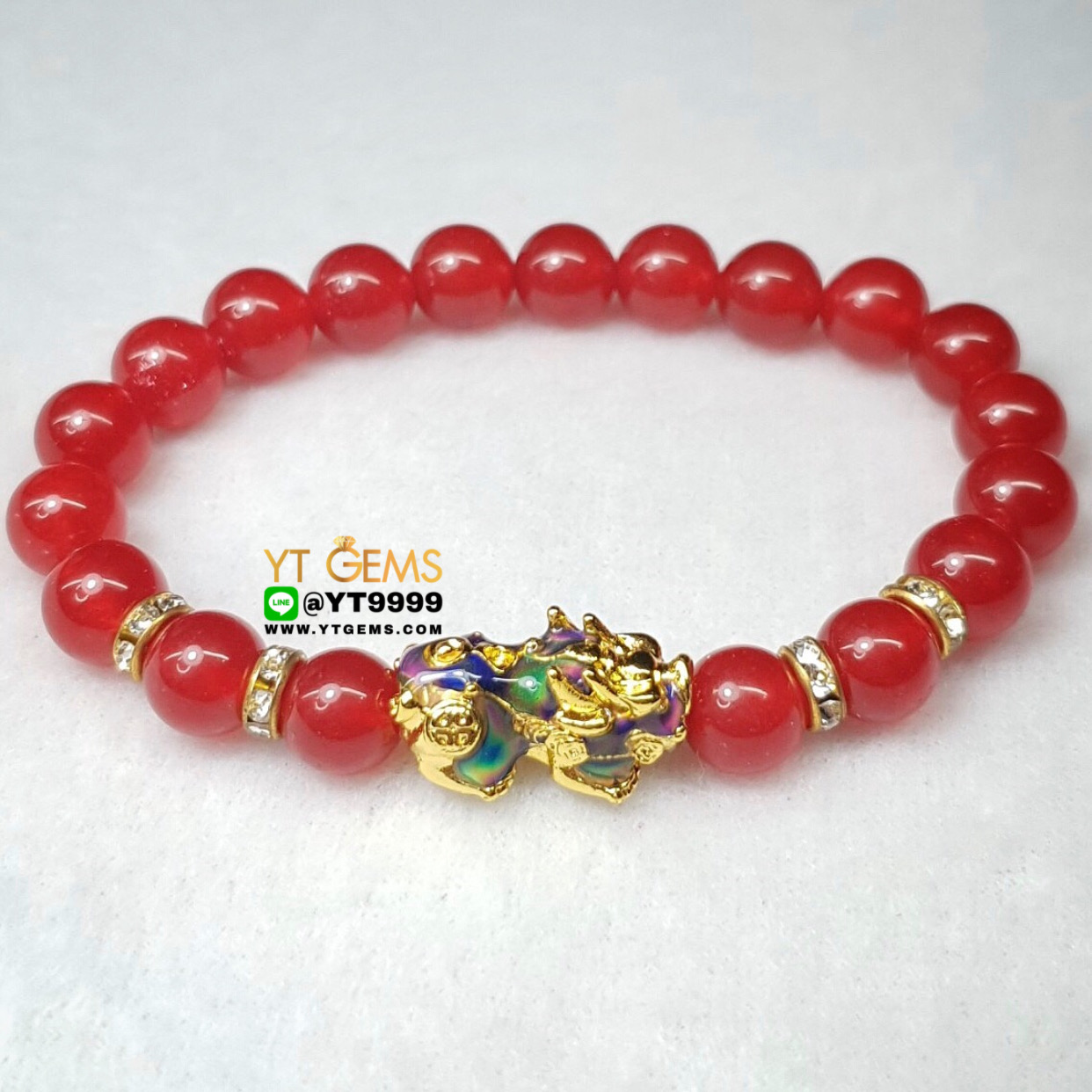 สร้อยข้อมือปี่เซียะ 5ธาตุ สร้อยข้อมือทับทิม หินทับทิม ขนาดหิน 8 mm YTG-8725 YTGEMS