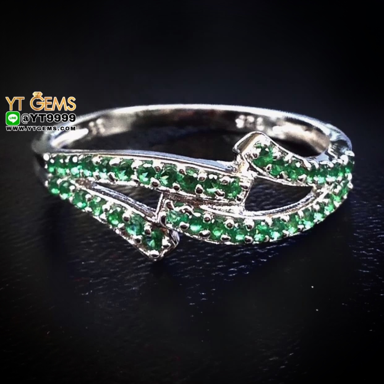 แหวนมรกต แหวนเงินแท้ 92.5% ประดับ พลอยมรกต (CZ) YTG-10350 YTGEMS