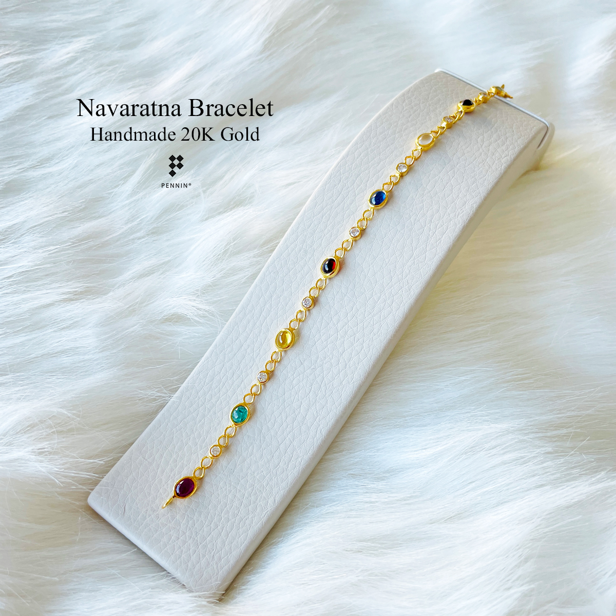 สร้อยข้อมือนพเก้า งานช่างทองขึ้นมือ ทอง 90 น้ำหนัก 5.184g พลอยนพเก้า 5x4mm คั่นลาย Infinity เพชรแท้ 2.5mm ความยาว 17cm
