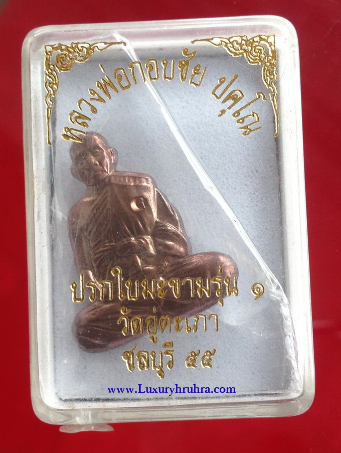 พระปรกใบมะขามหลวงพ่อกอบชัย ปคุโณ รุ่น1วัดอู่ตะเภาจ.ชลบุรีปี2555เนื้อทองแดง